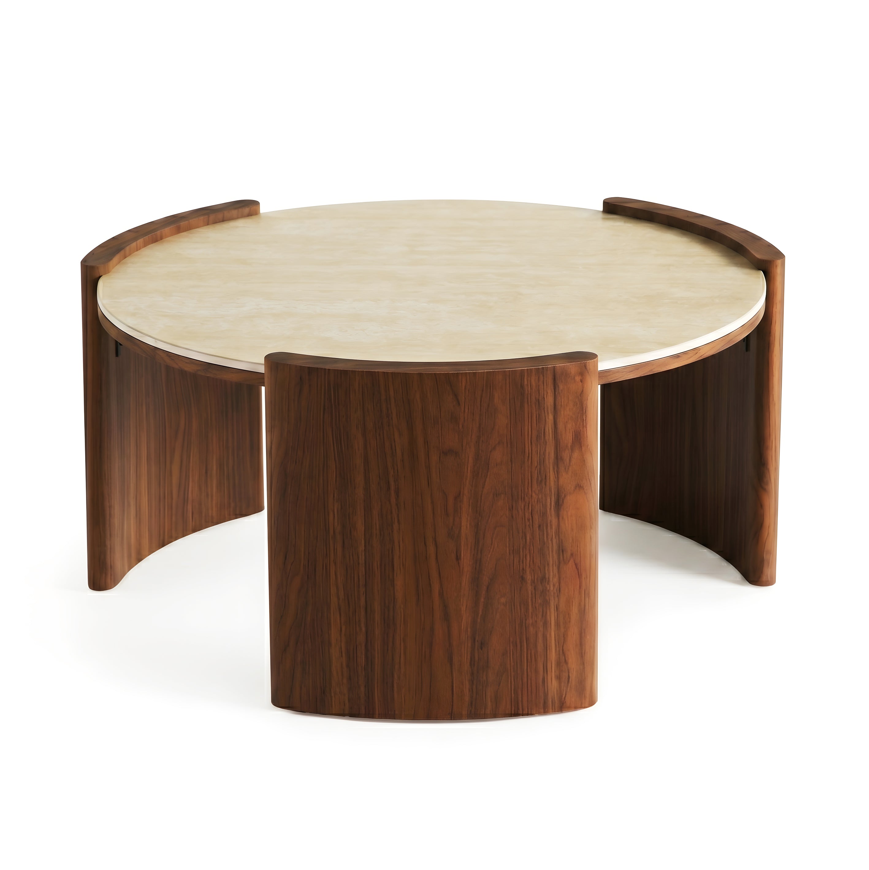 Anselm Round Travertine Coffee Table