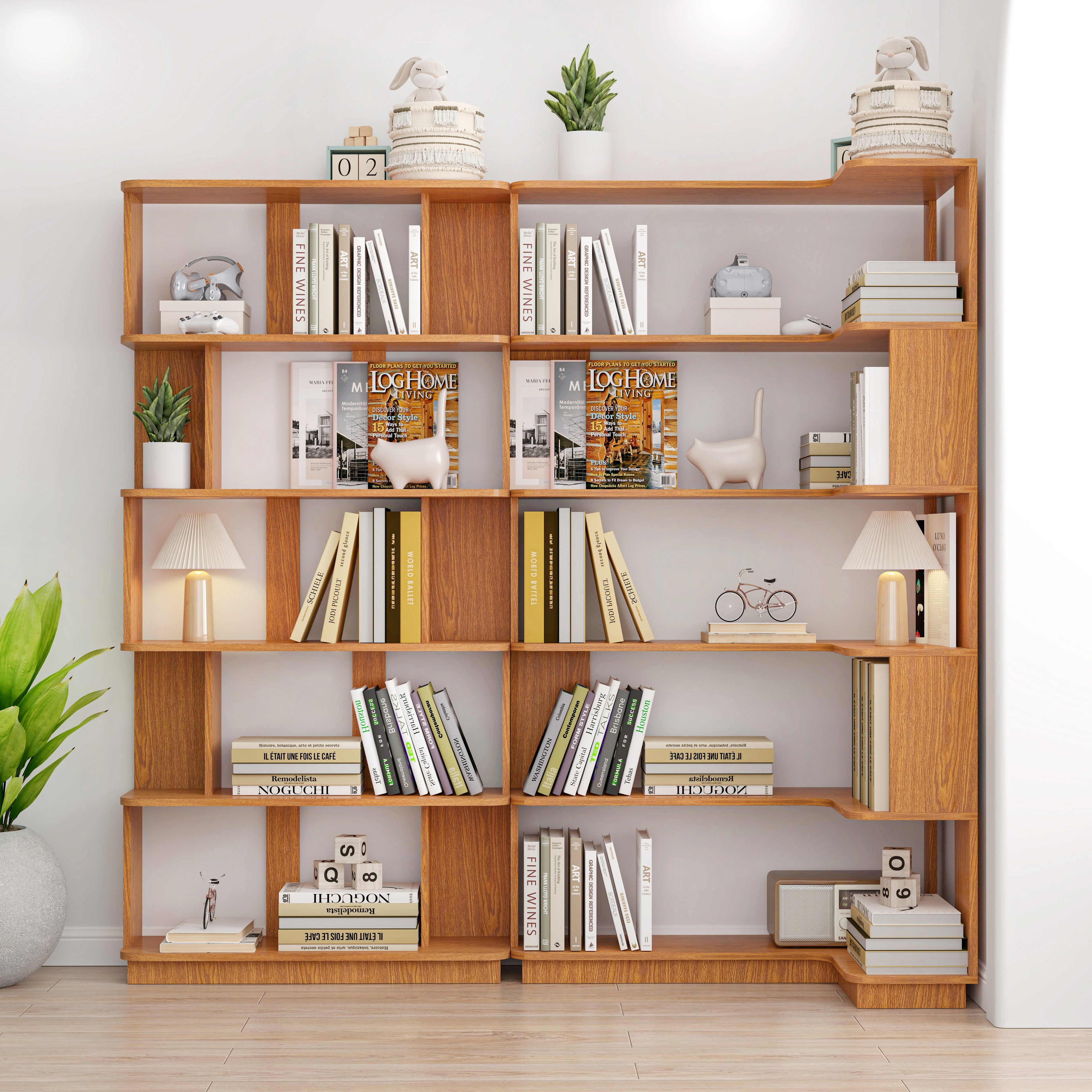 Halla Corner Oak Bookshelf