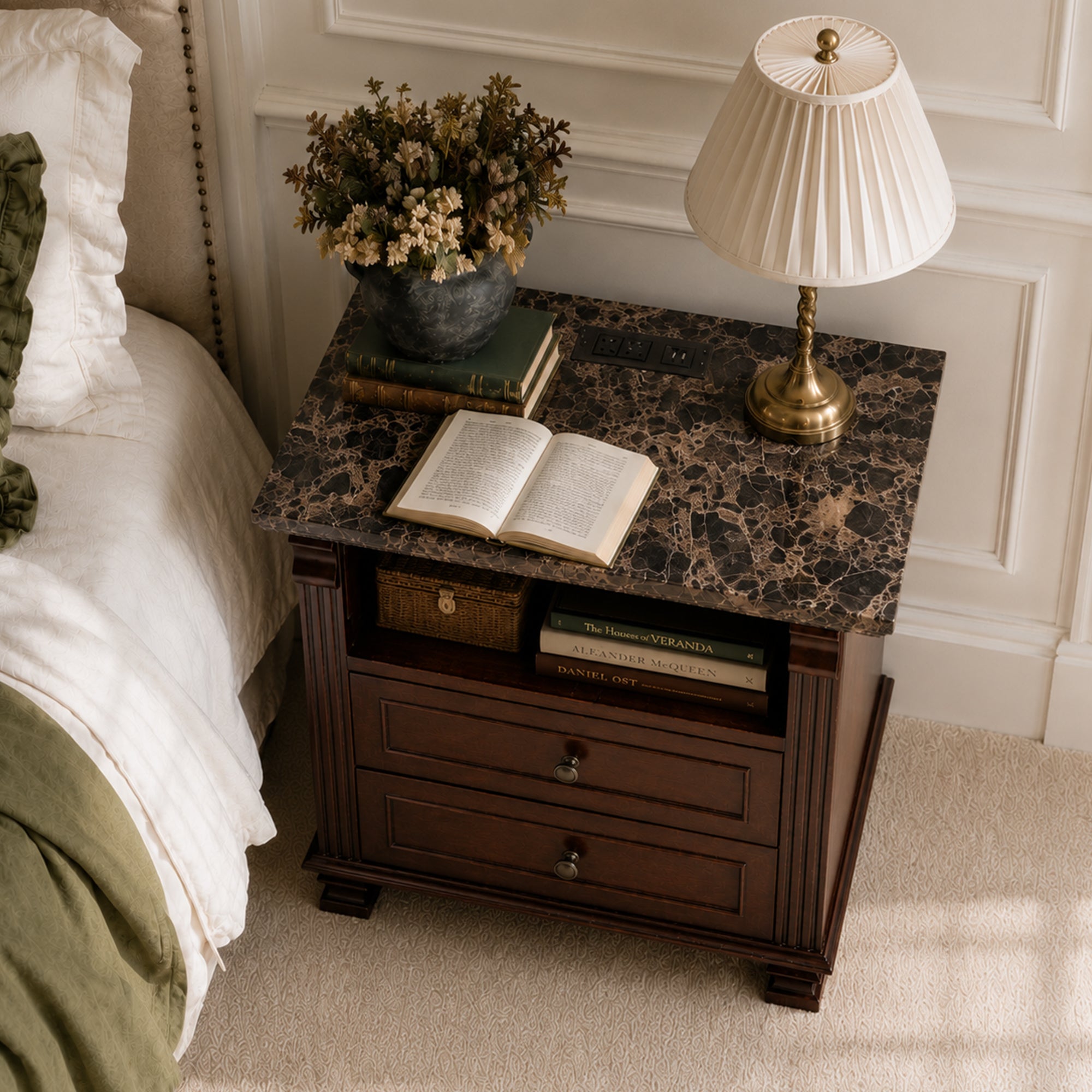 Njord Storage Marble Nightstand