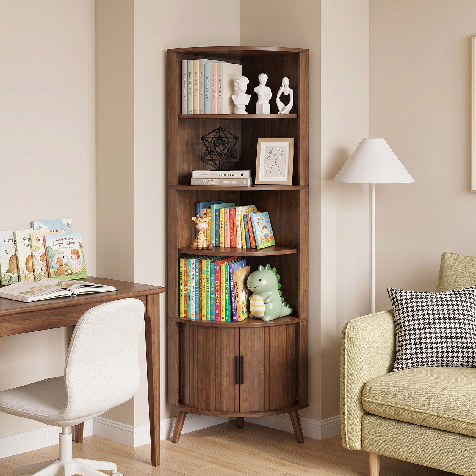 Ase Corner Walnut Bookshelf