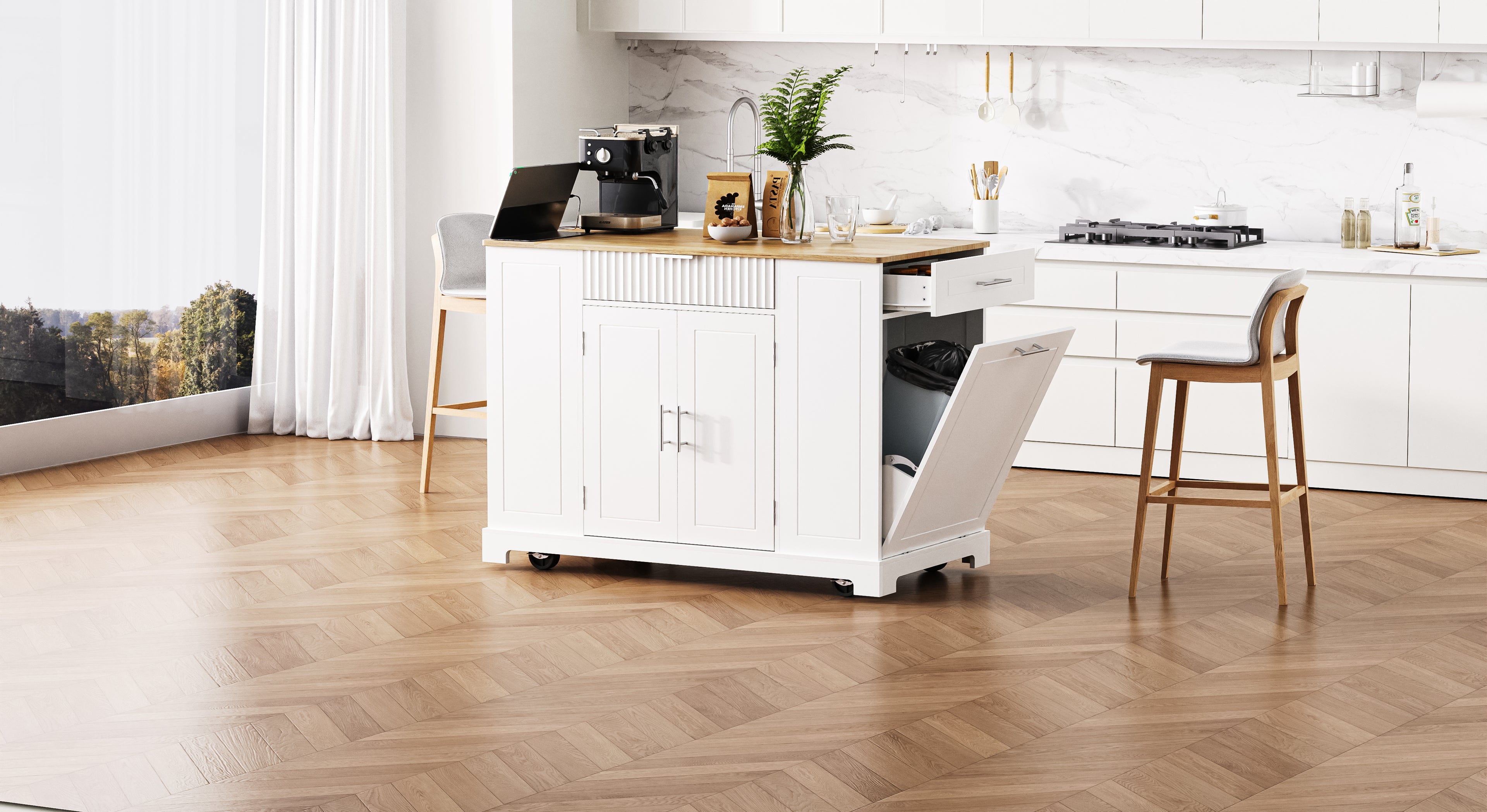 Ulrik Fluted Kitchen Island