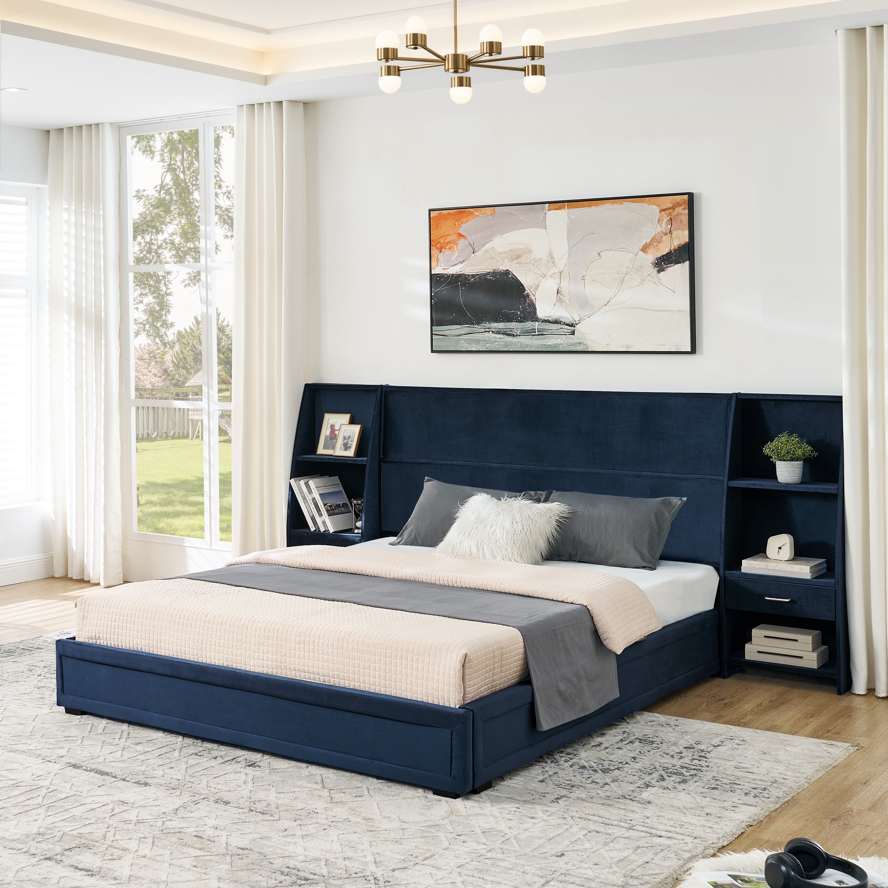 Dagny Velvet Queen Platform Bed Frame