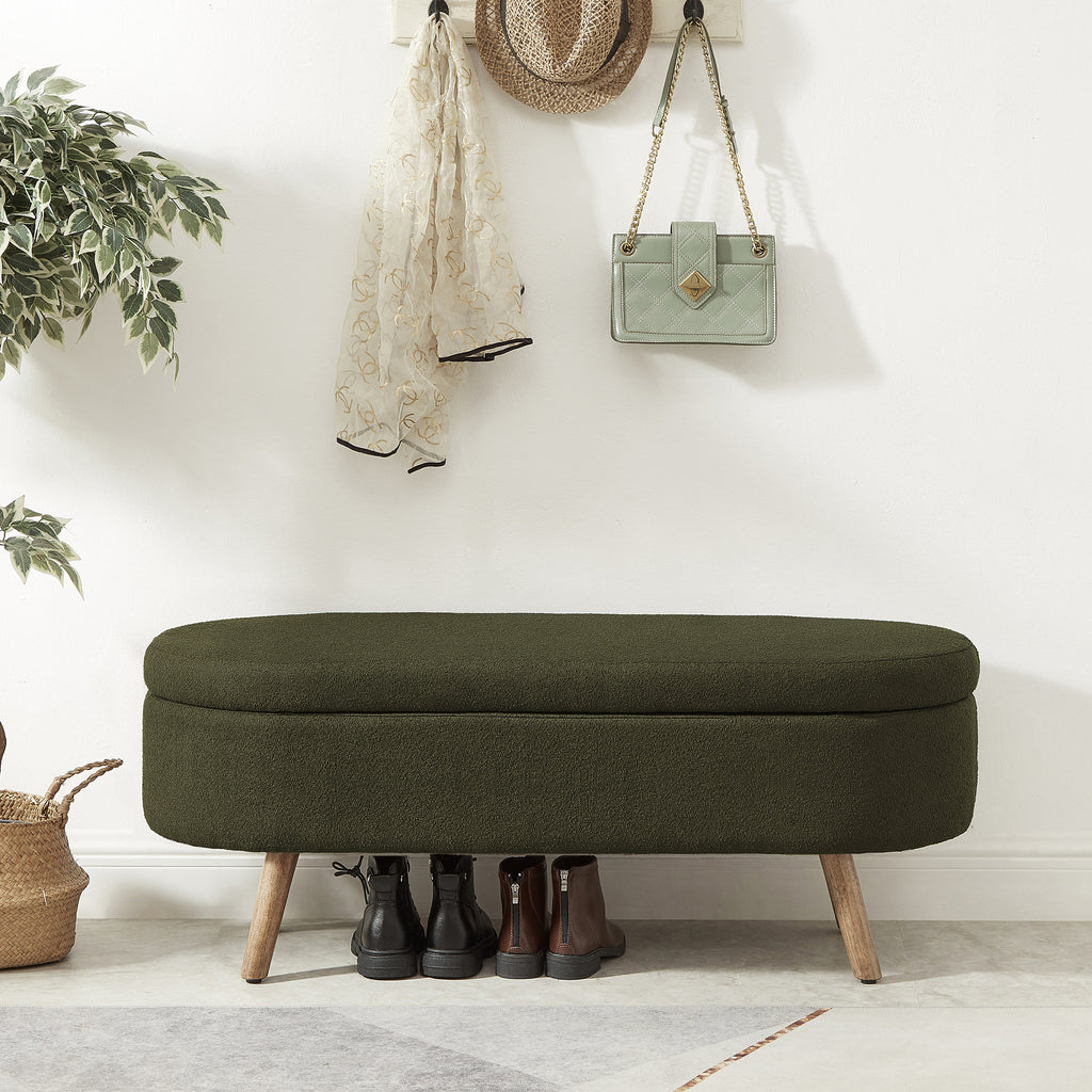 Mika Oval Boucle Storage Bench