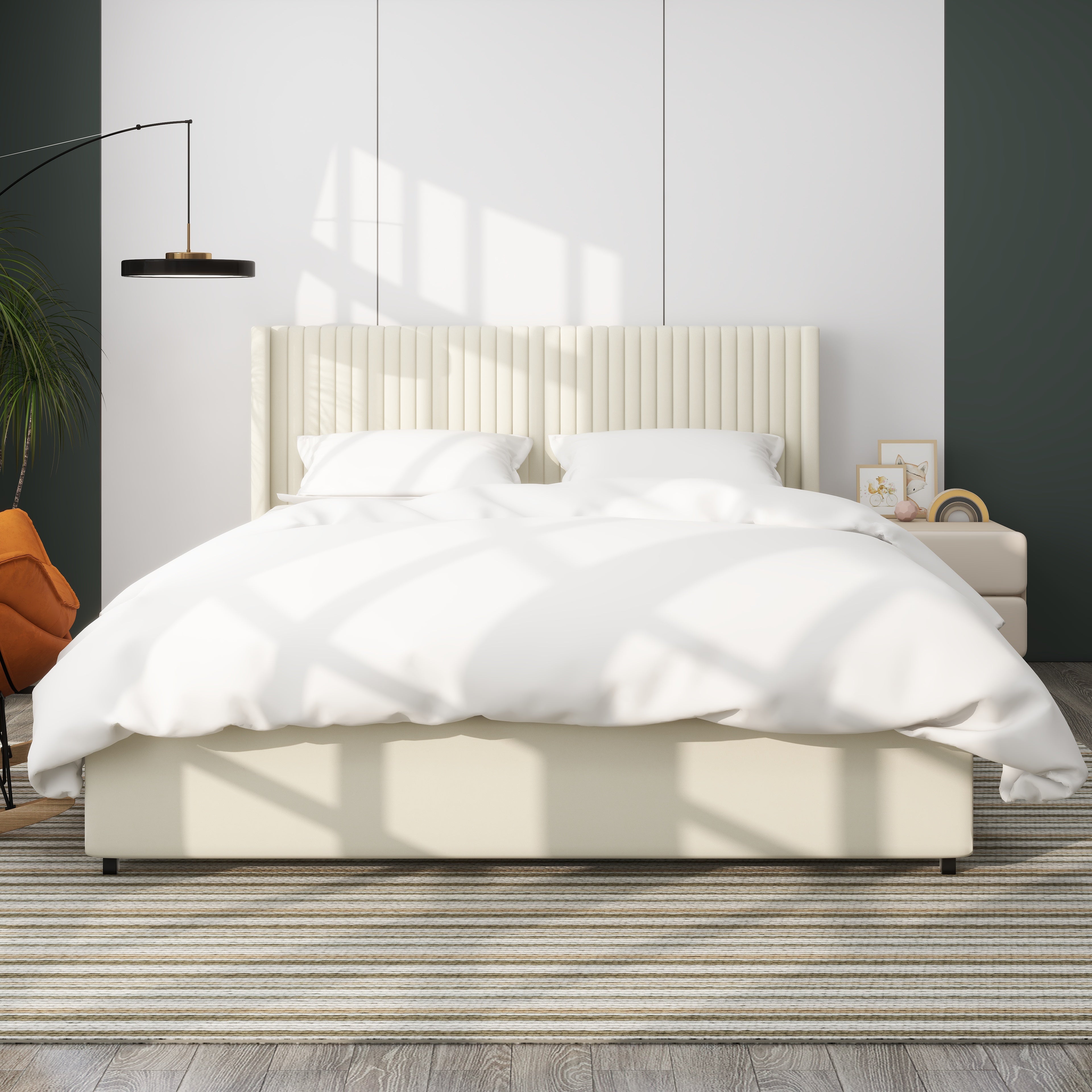 Lykke Velvet Queen Platform Bed Frame