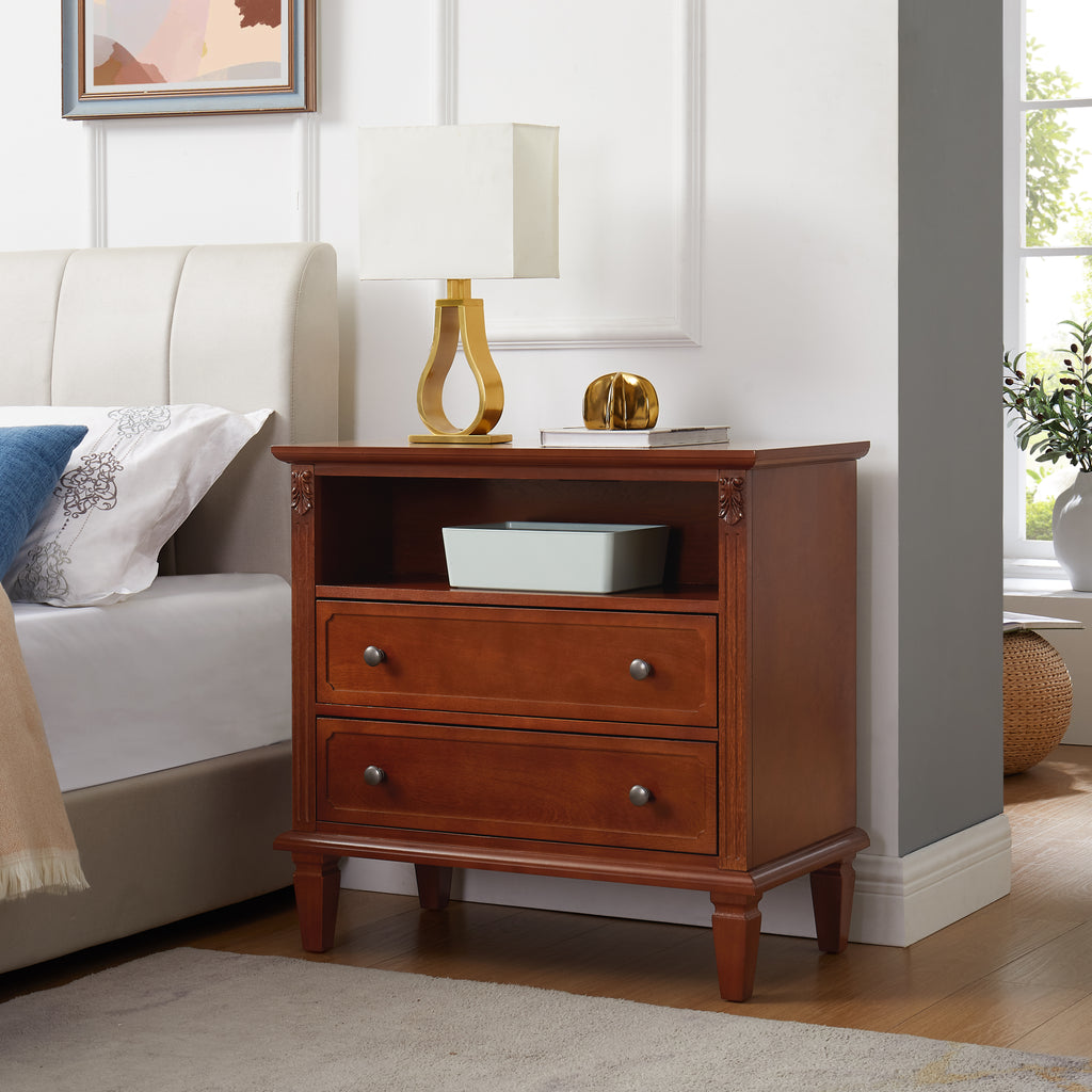 Anselm Fluted Solid Wood Nightstand