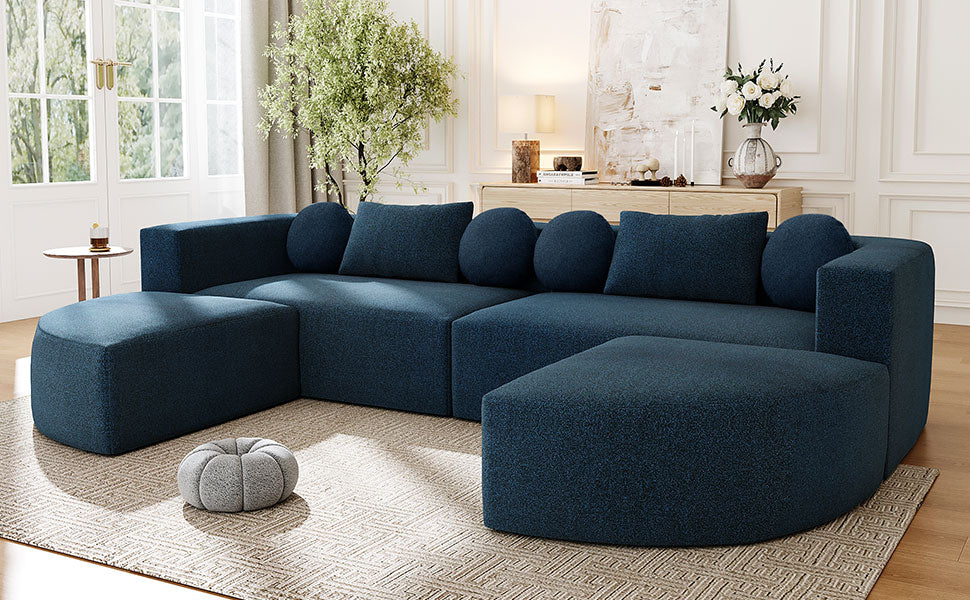 Oda Curved Boucle Sectional Sofa