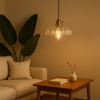 Klassieke bloemvormige glazen hanglamp met golvende rand