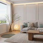 Japandi witte tafellamp met rijstpapieren kap