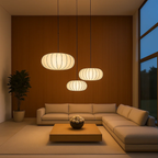 Japandi hanglamp met geplooide kap