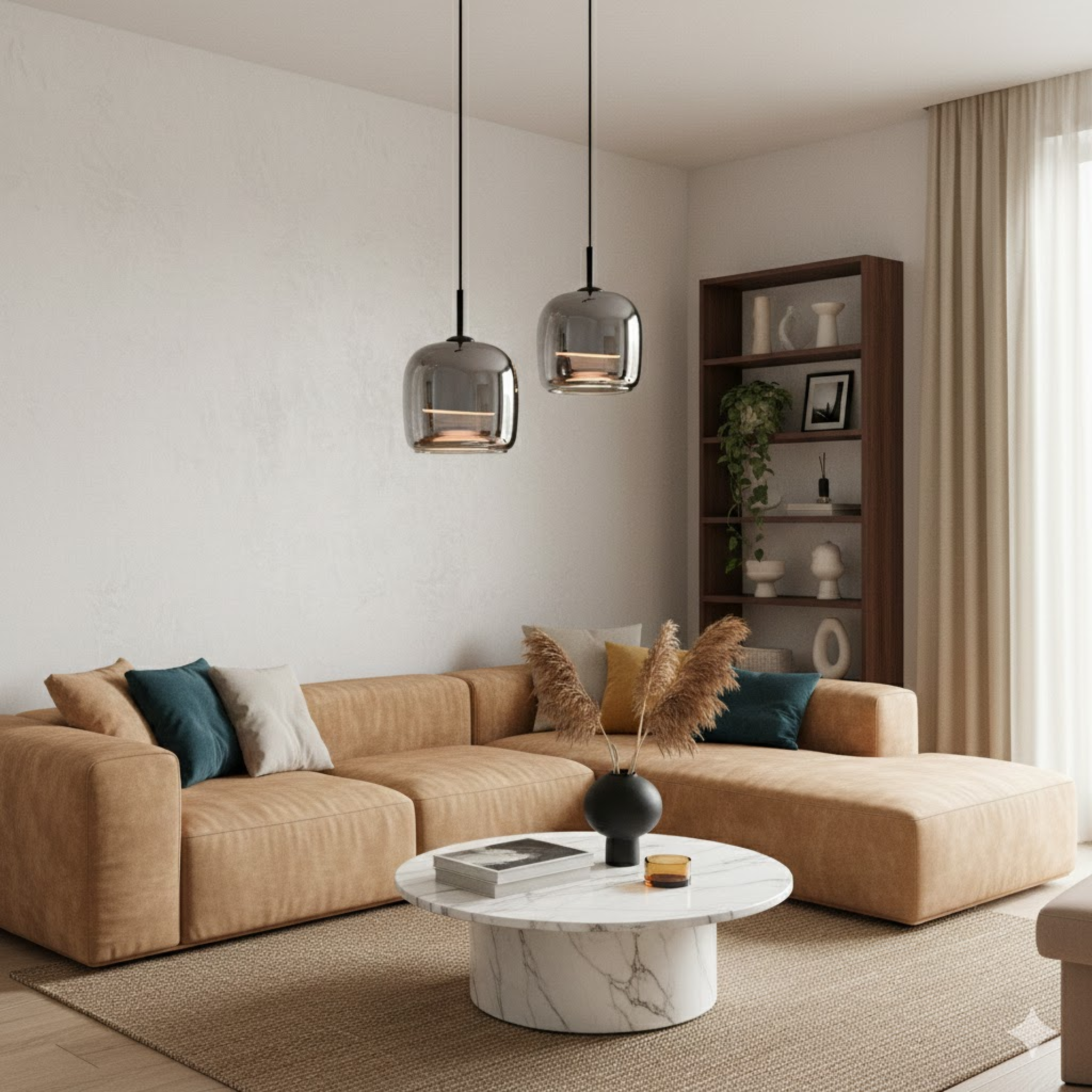 Nordic hanglamp met zwart glazen ontwerp