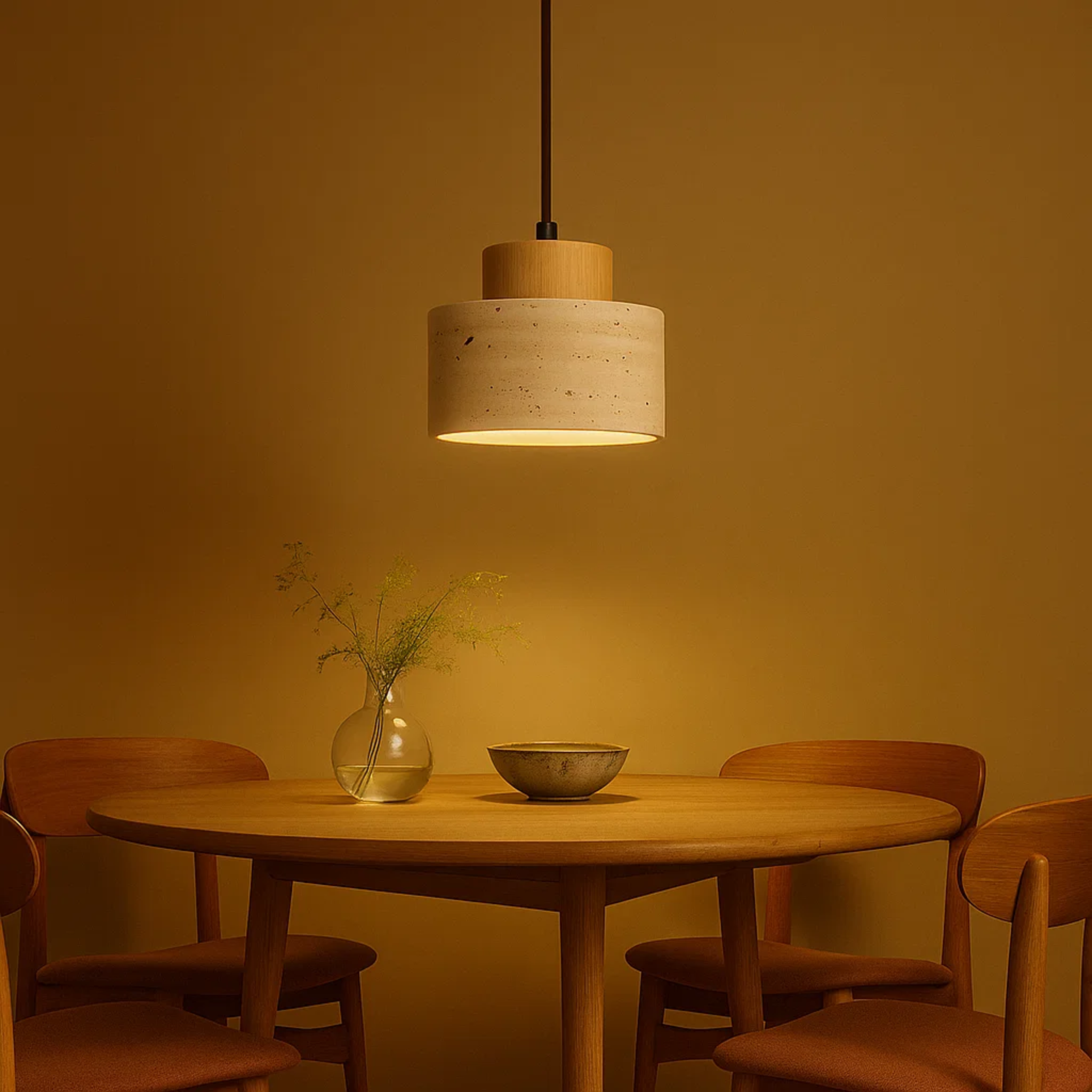 Travertine pendant lamp for a natural atmosphere