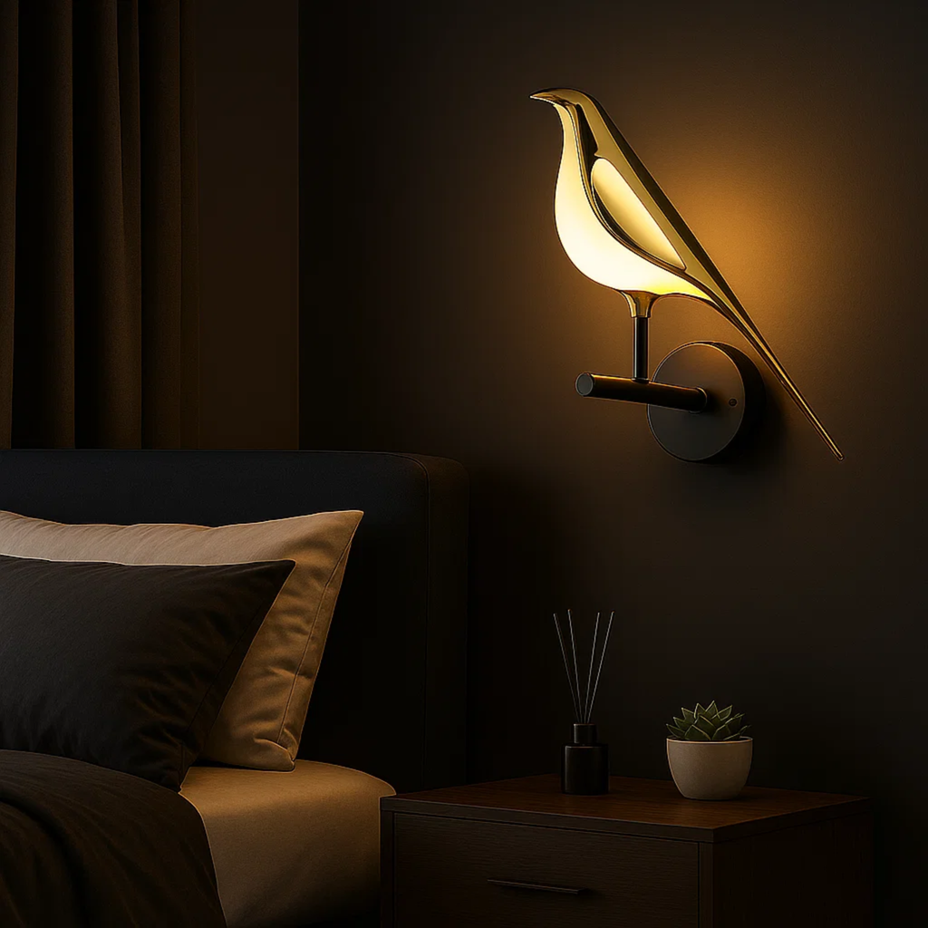 LED-wandlamp met vogelfiguur