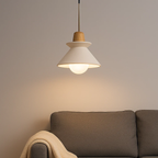 White Japandi Pendant Lamp with Bowl-Shaped Shade