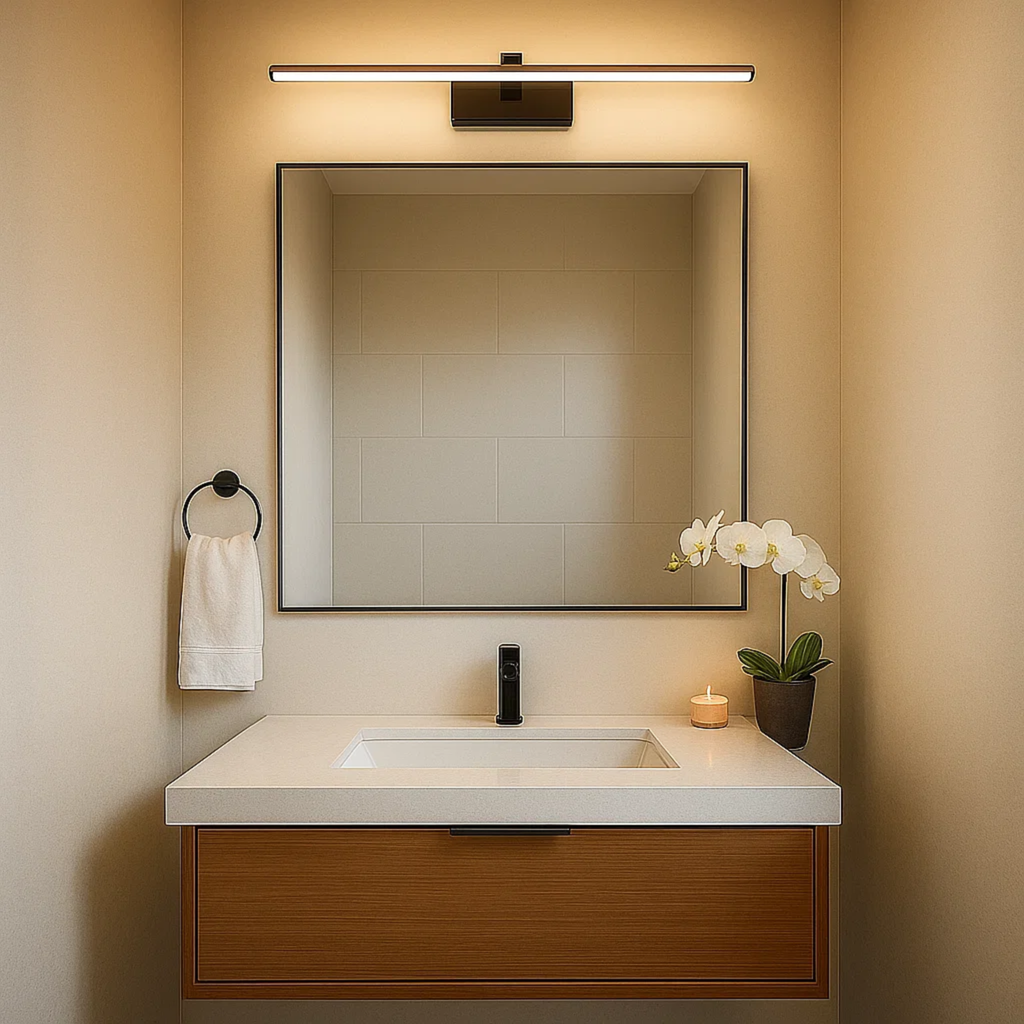 Minimalistische lineaire LED-wandlampen met een metalen afwerking