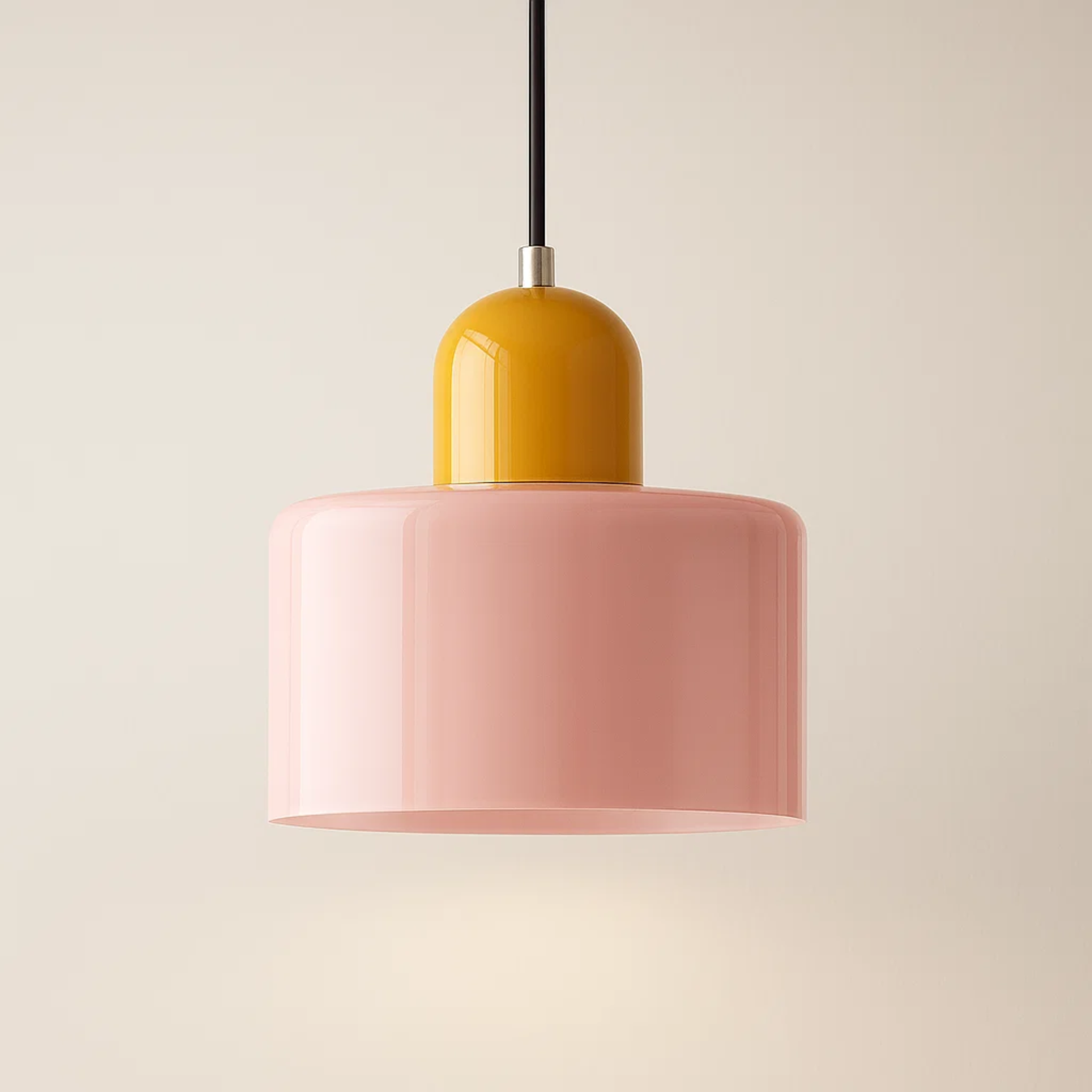 Retro plafondlamp met gekleurde kap