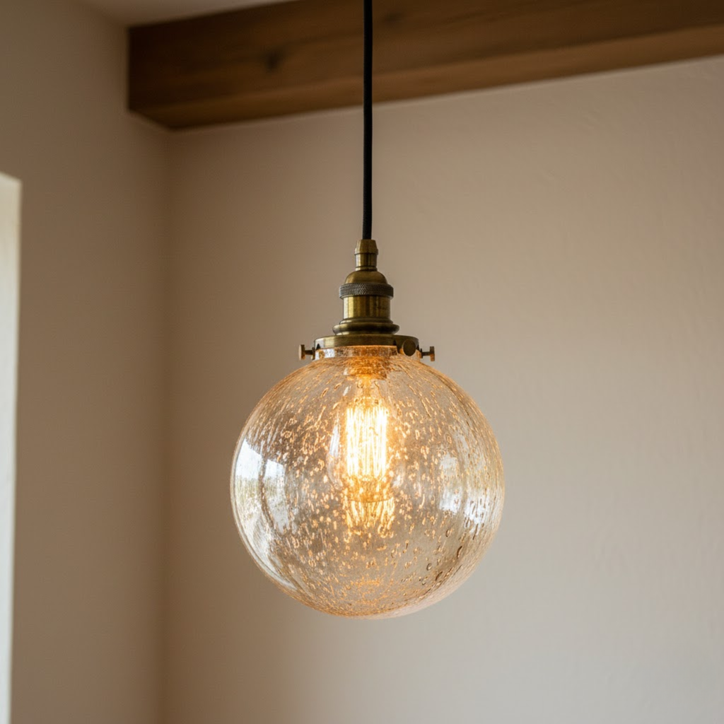 Klassieke hanglamp met glazen kap in 4 modellen