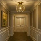 klassieke plafondlamp in lotusvorm van helder glas