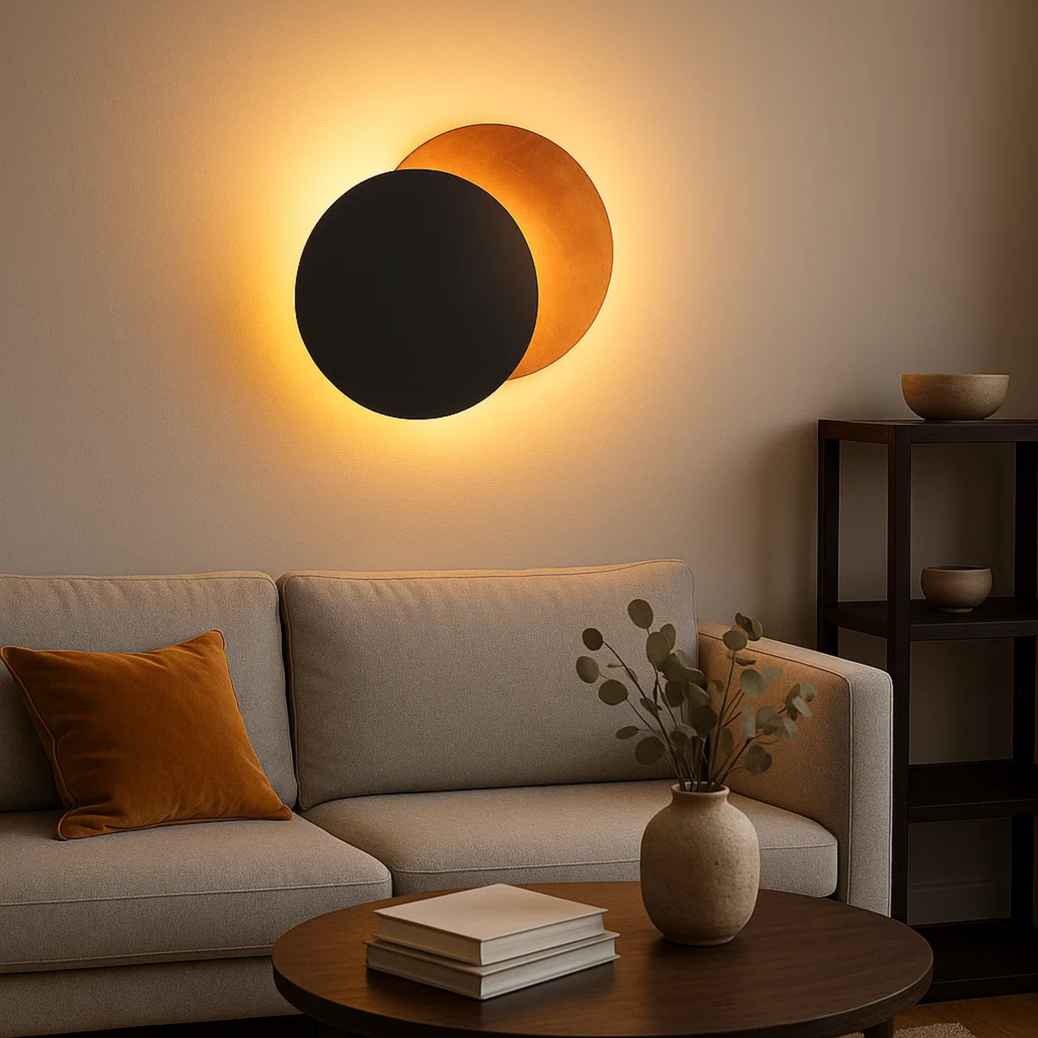 LED-wandlamp in overlappende ronde schijfvorm