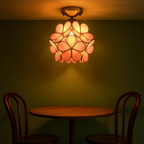 Retro Ceiling Lamp with Floral Motif in Tiffany Style