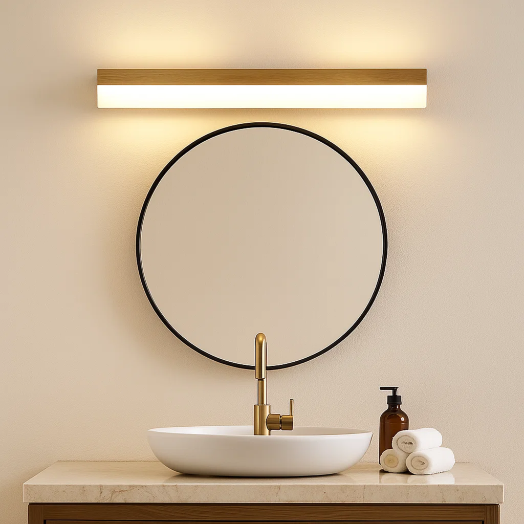 Minimalistische LED wandlamp van hout met acrylkap