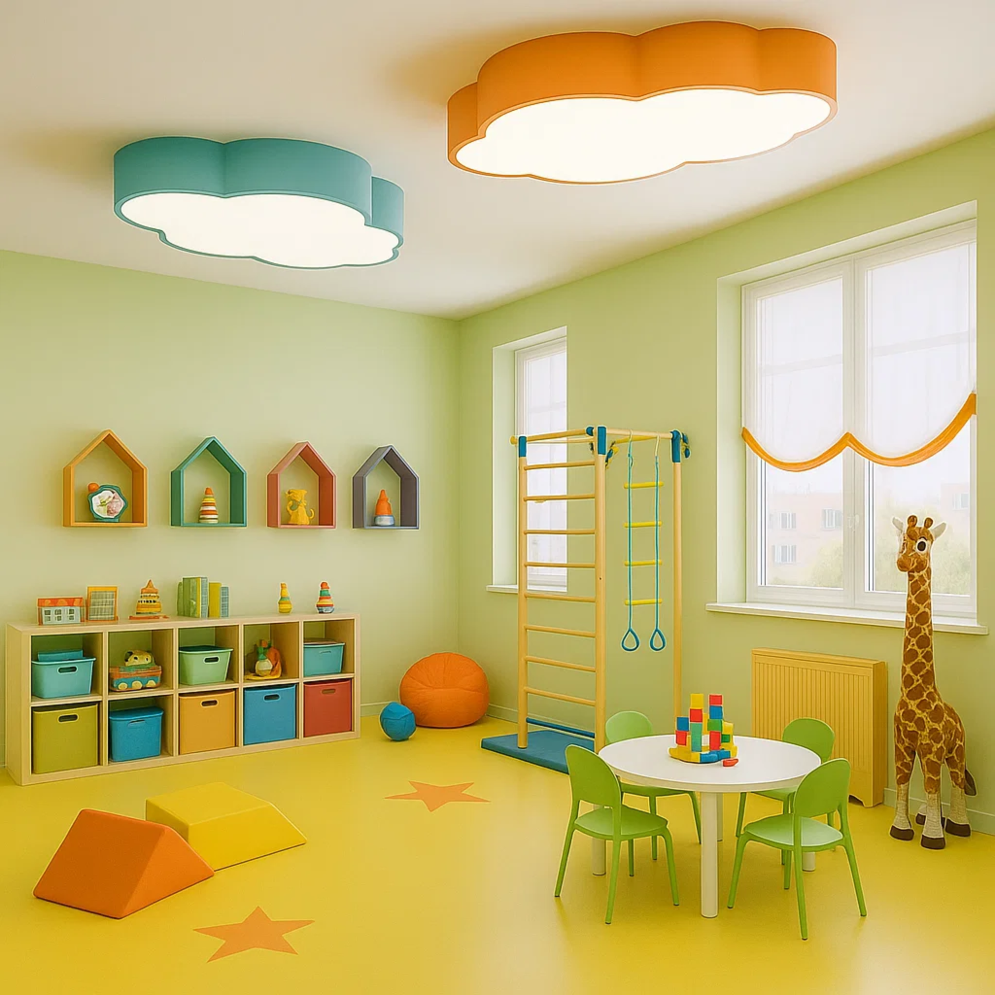 Speelse wolkvormige plafondlamp voor de kinderkamer