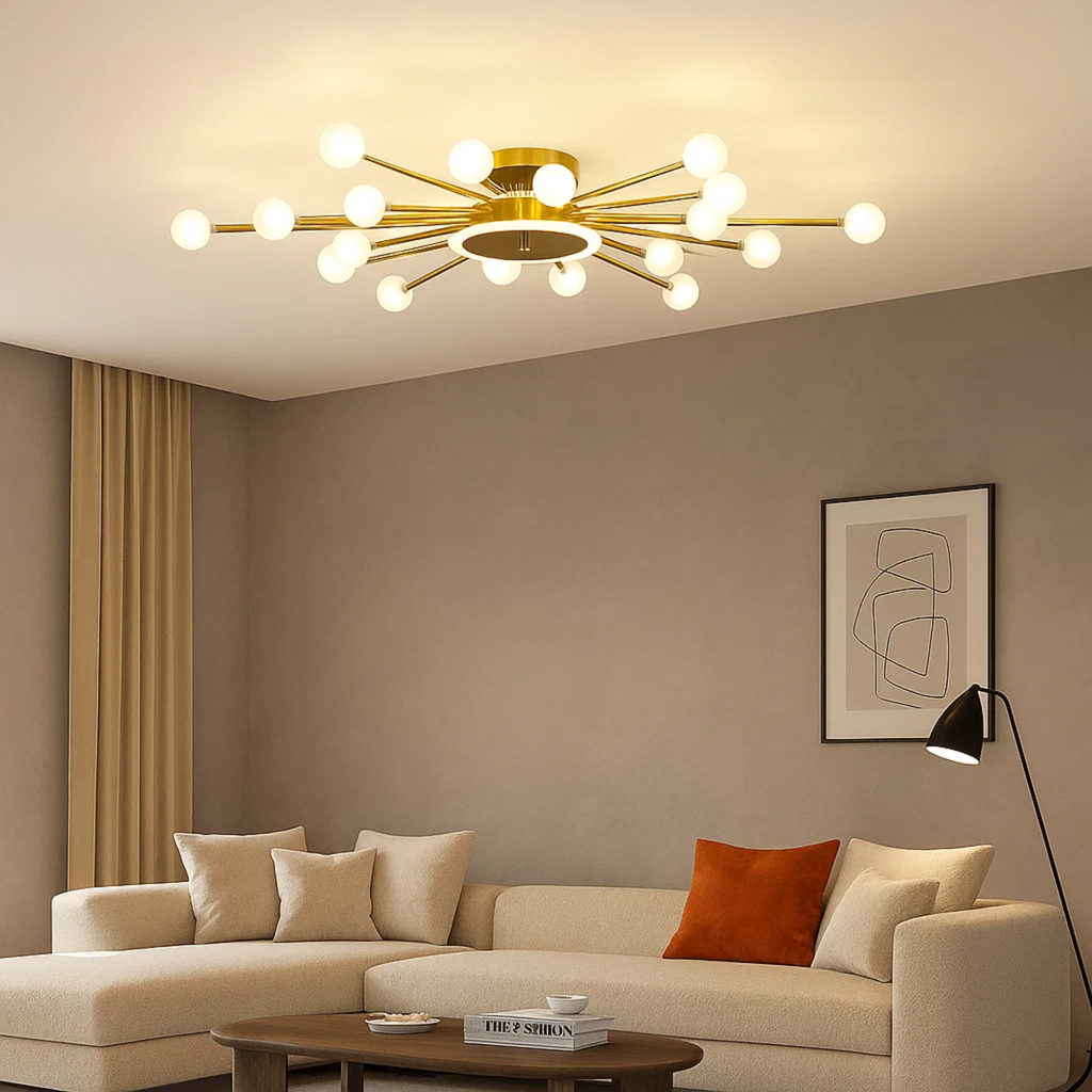 Postmoderne stervormige plafondlamp met matglas