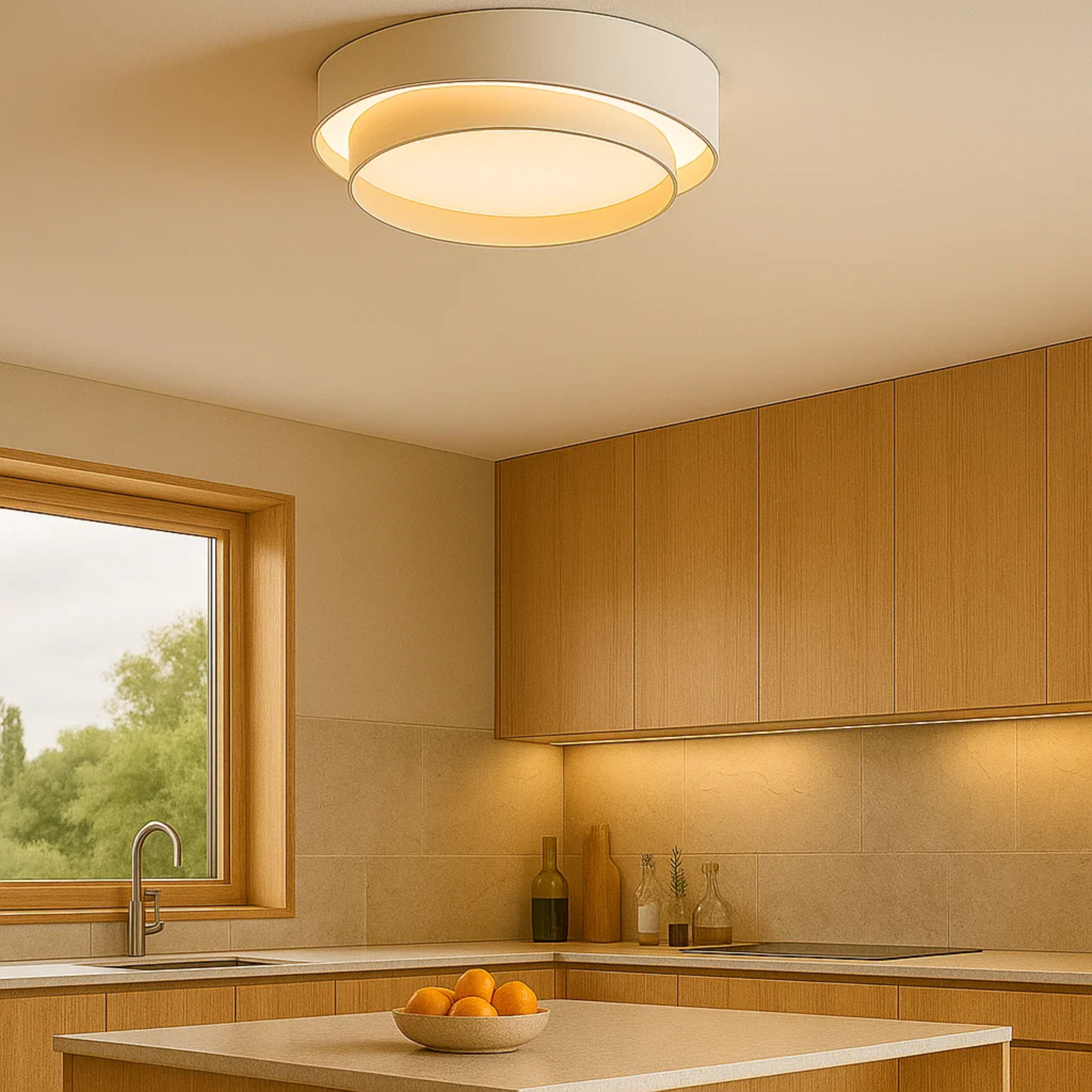 White Round LED Ceiling Lamp with Scandinavian Design