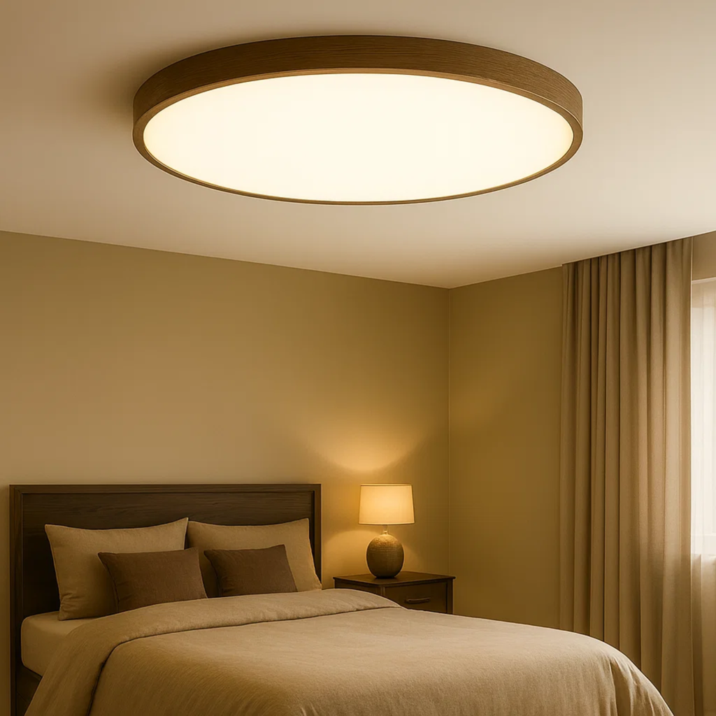 Minimalist wood-look ceiling lamp