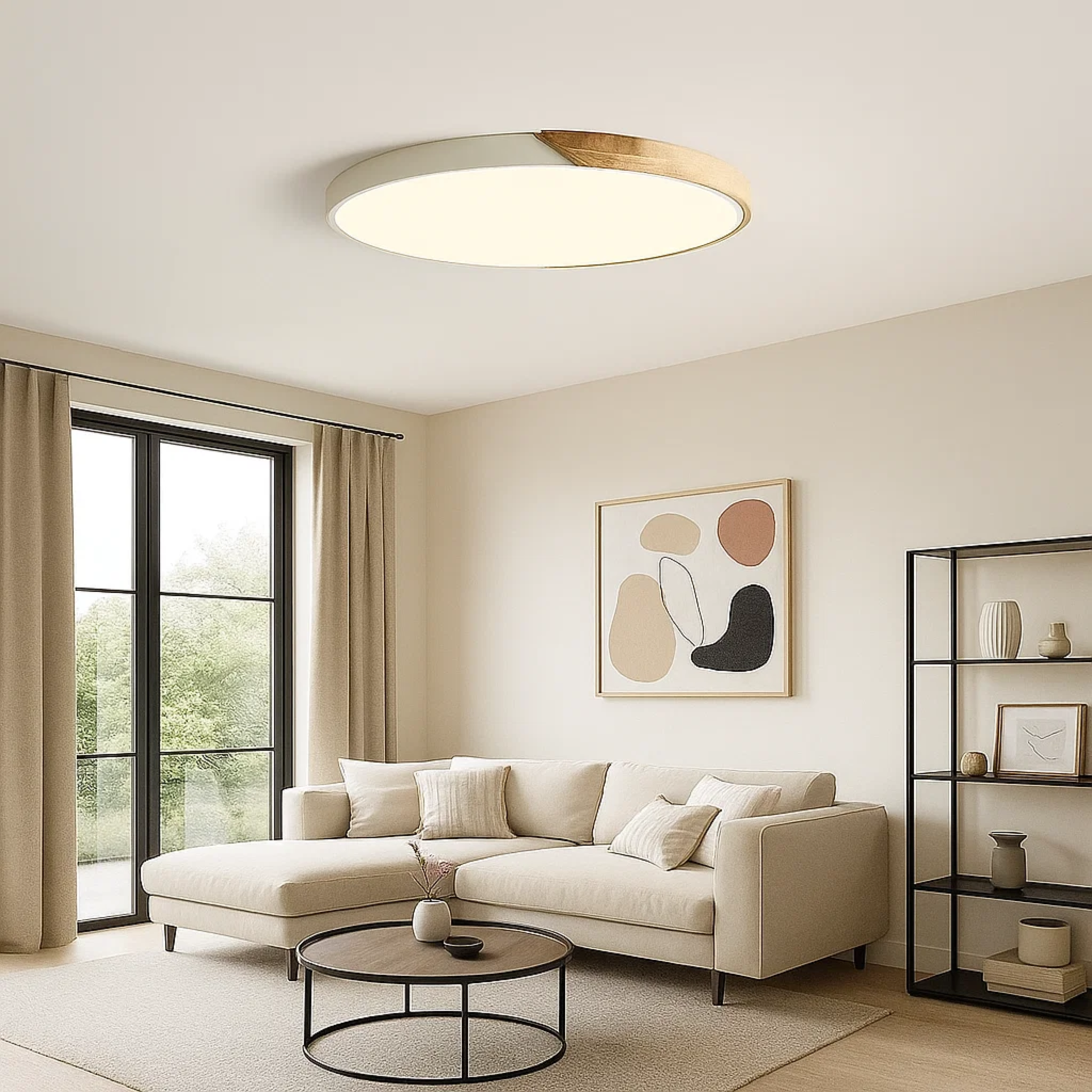 Nordic houten opbouw-plafondlamp