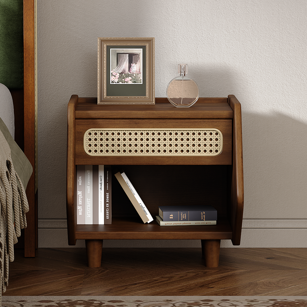 Ebba Storage Walnut Nightstand