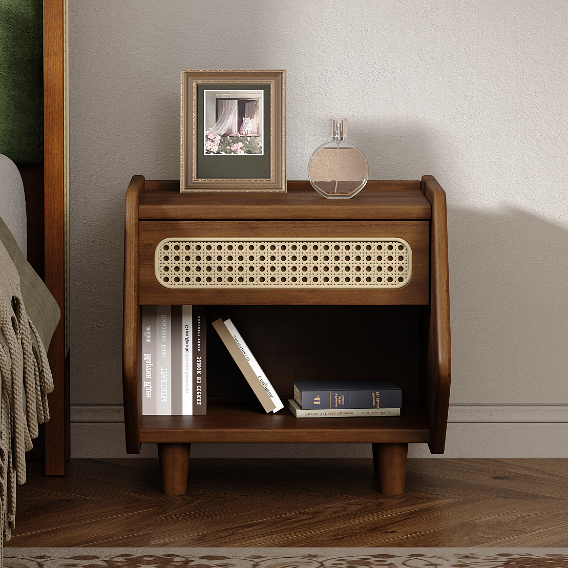 Ebba Storage Walnut Nightstand