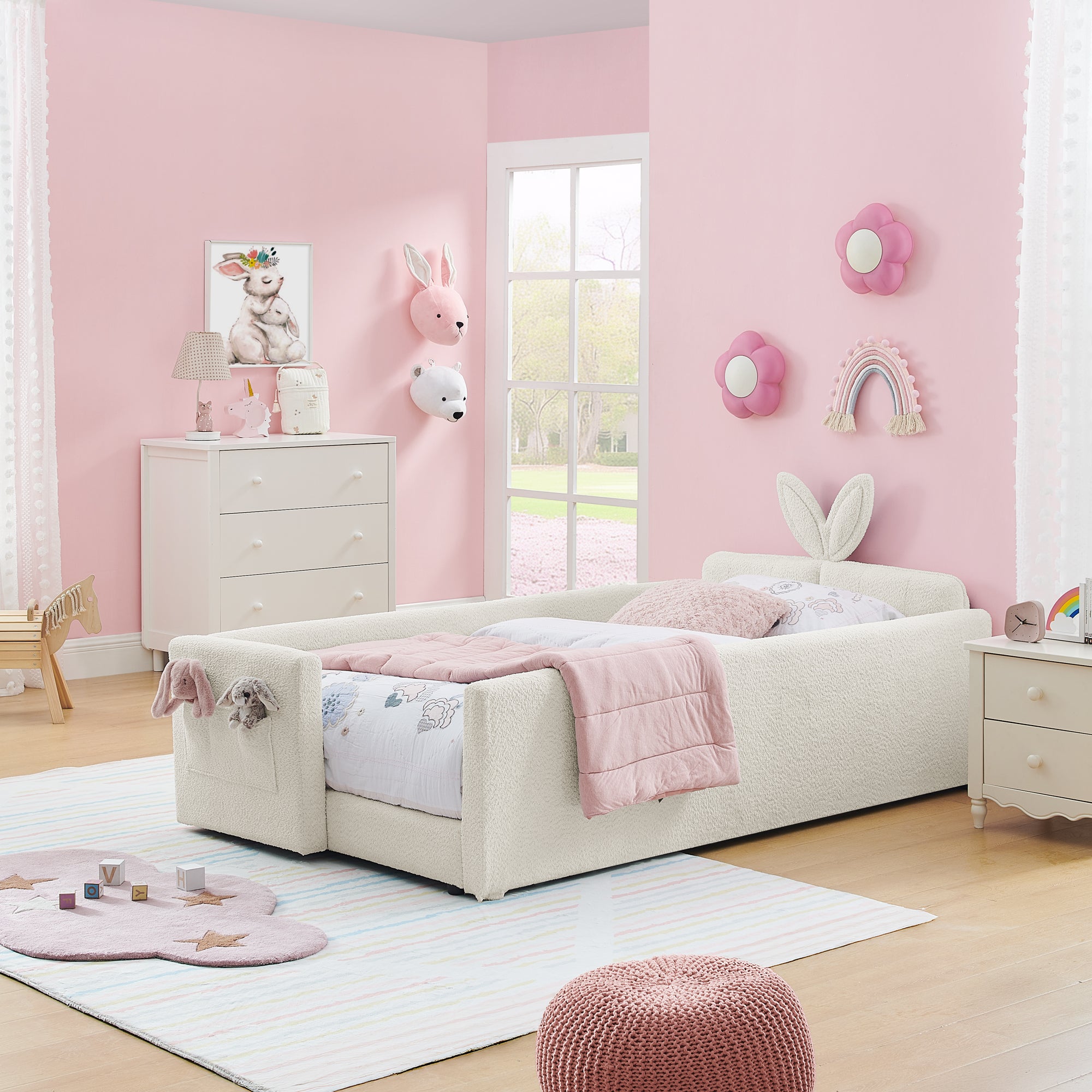 Lene Boucle Twin Platform Bed Frame