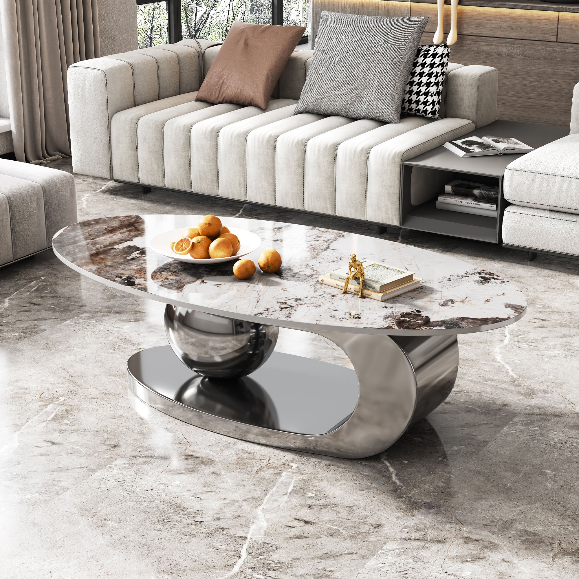 Lauge Oval Marble Coffee Table