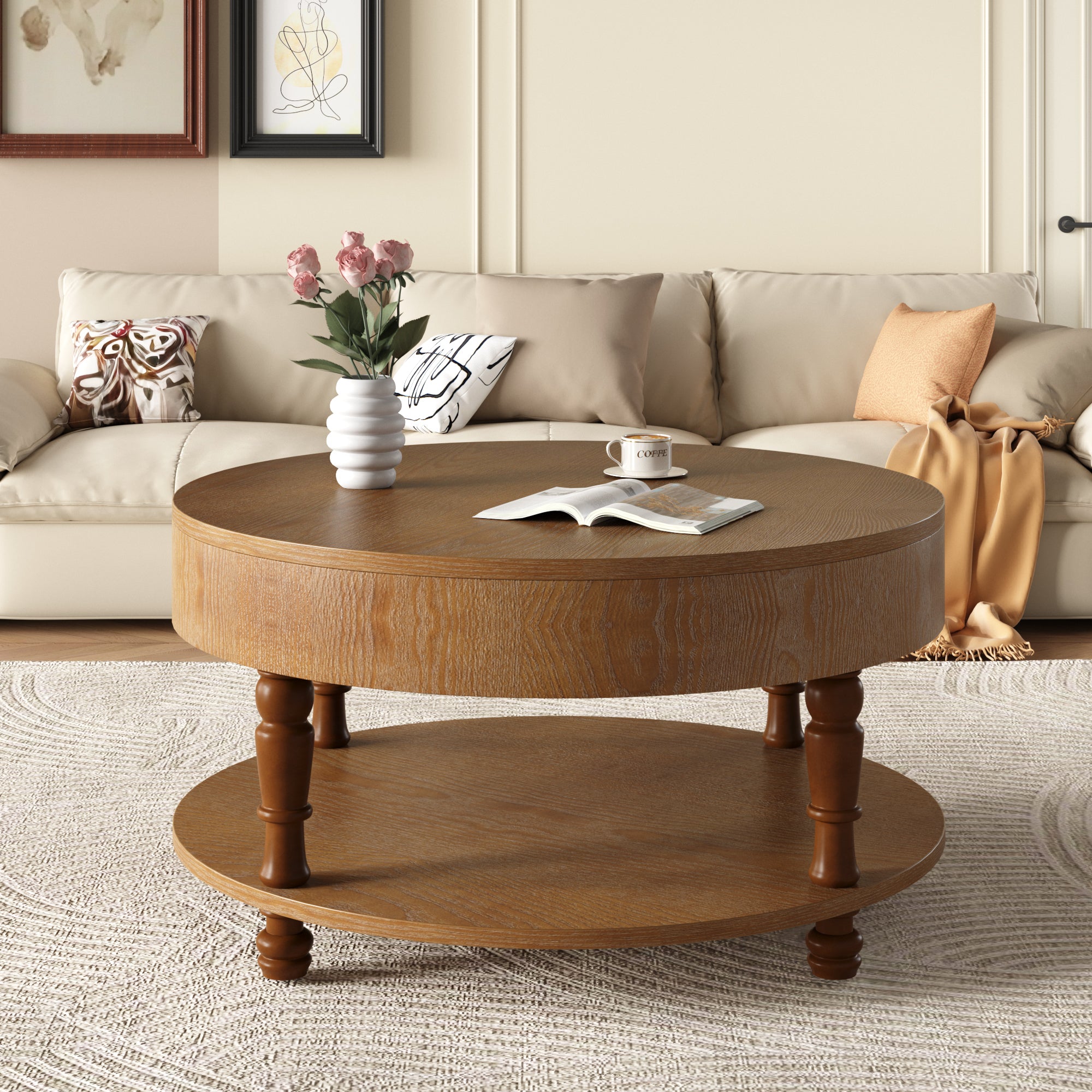 Mikkel Round Walnut Coffee Table