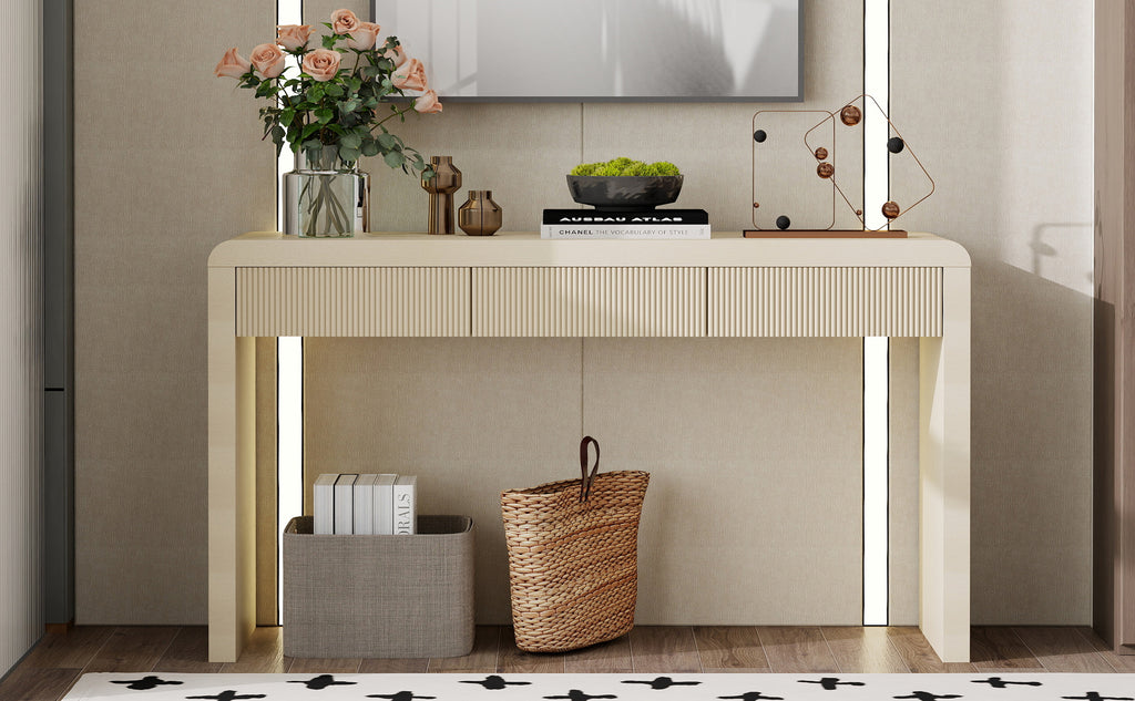 Lotte Fluted Solid Wood Console Table