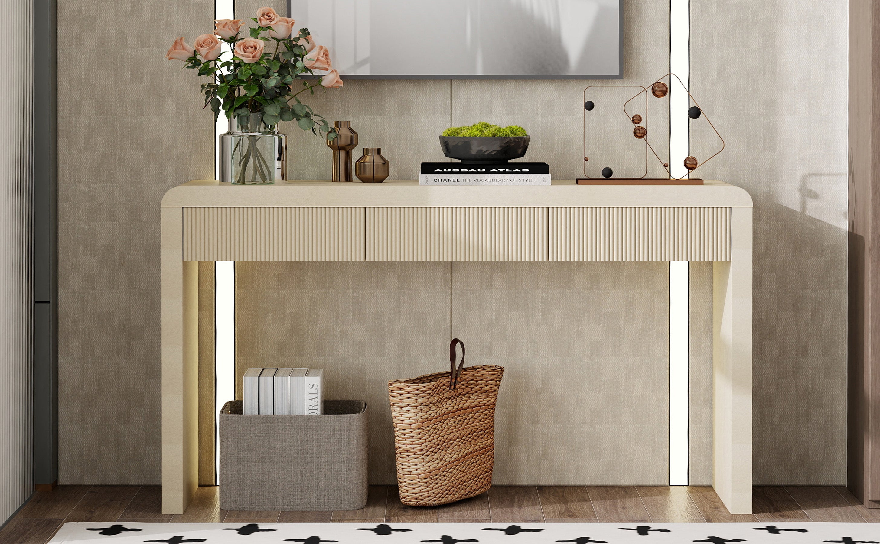 Lotte Fluted Solid Wood Console Table