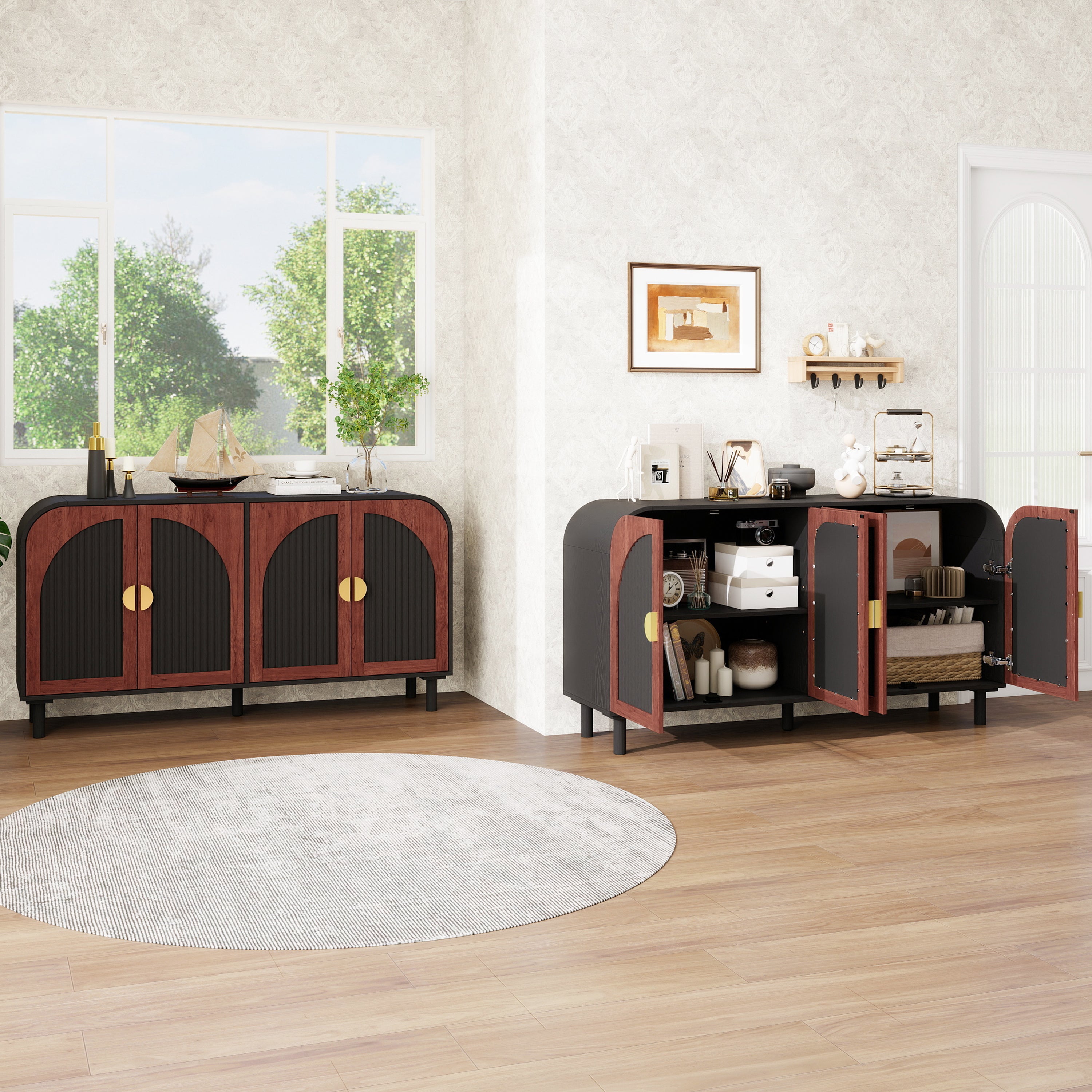 Disa Arched Solid Wood Cabinet