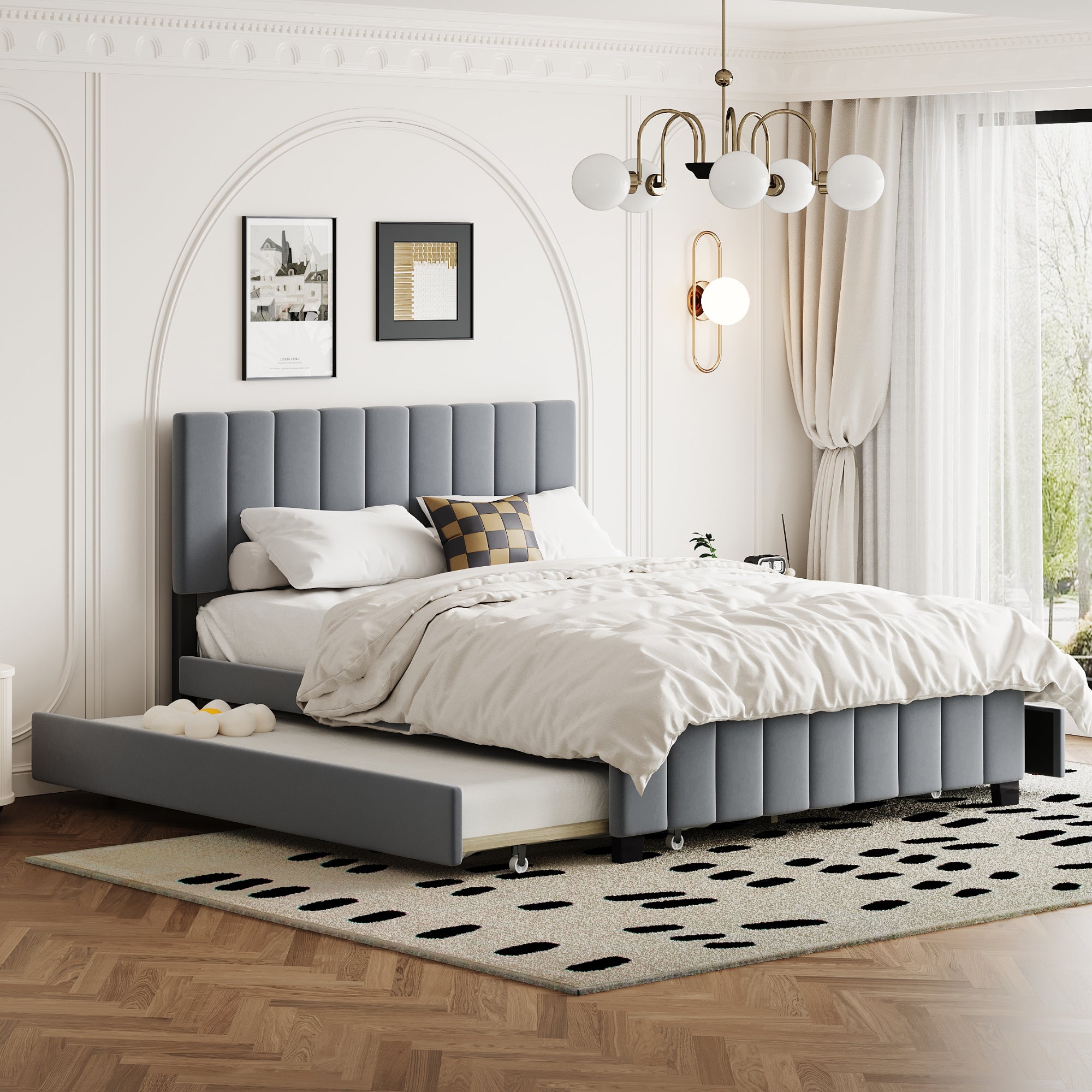 Ditte Velvet Queen Platform Bed Frame