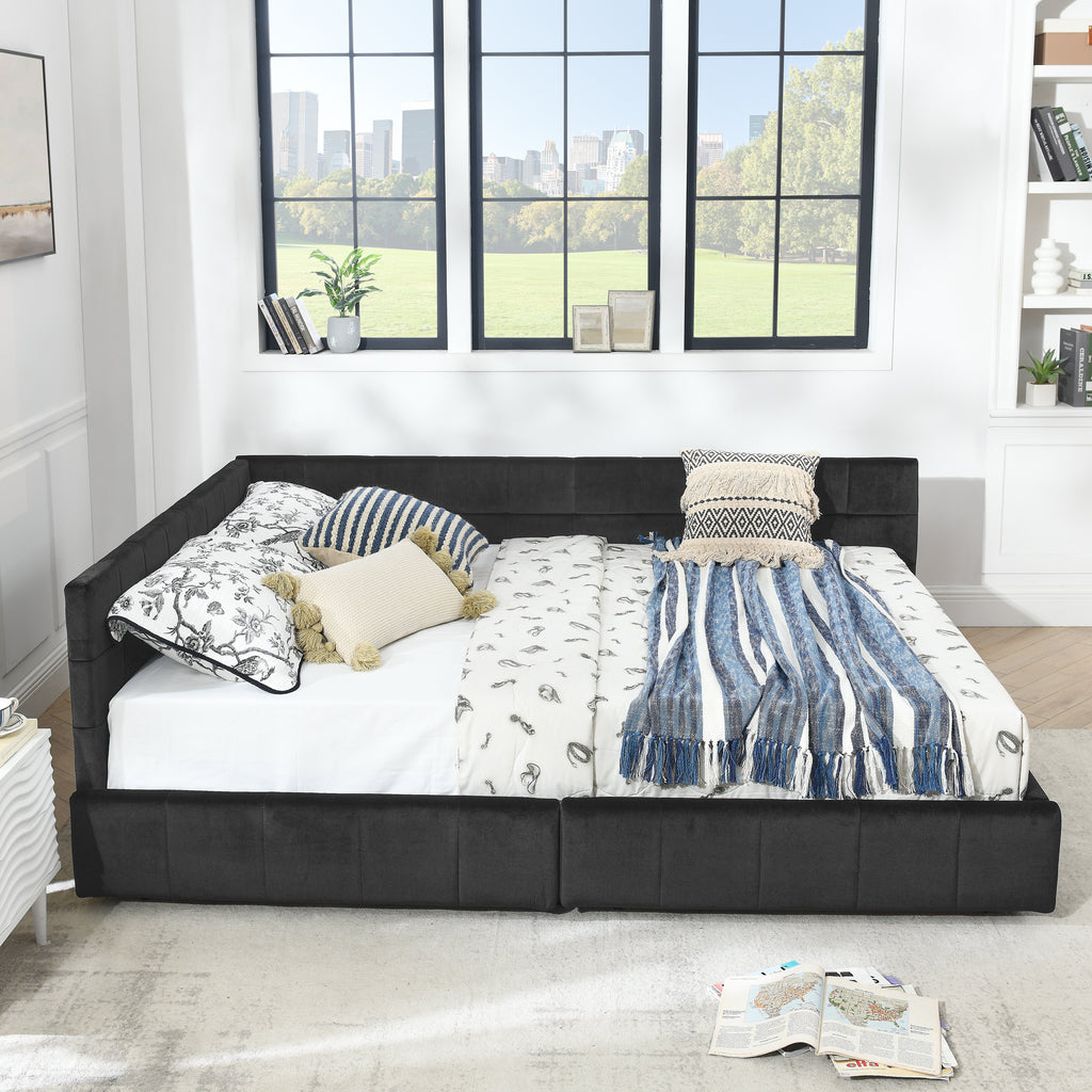 Jorun Storage Velvet Queen Bed Frame