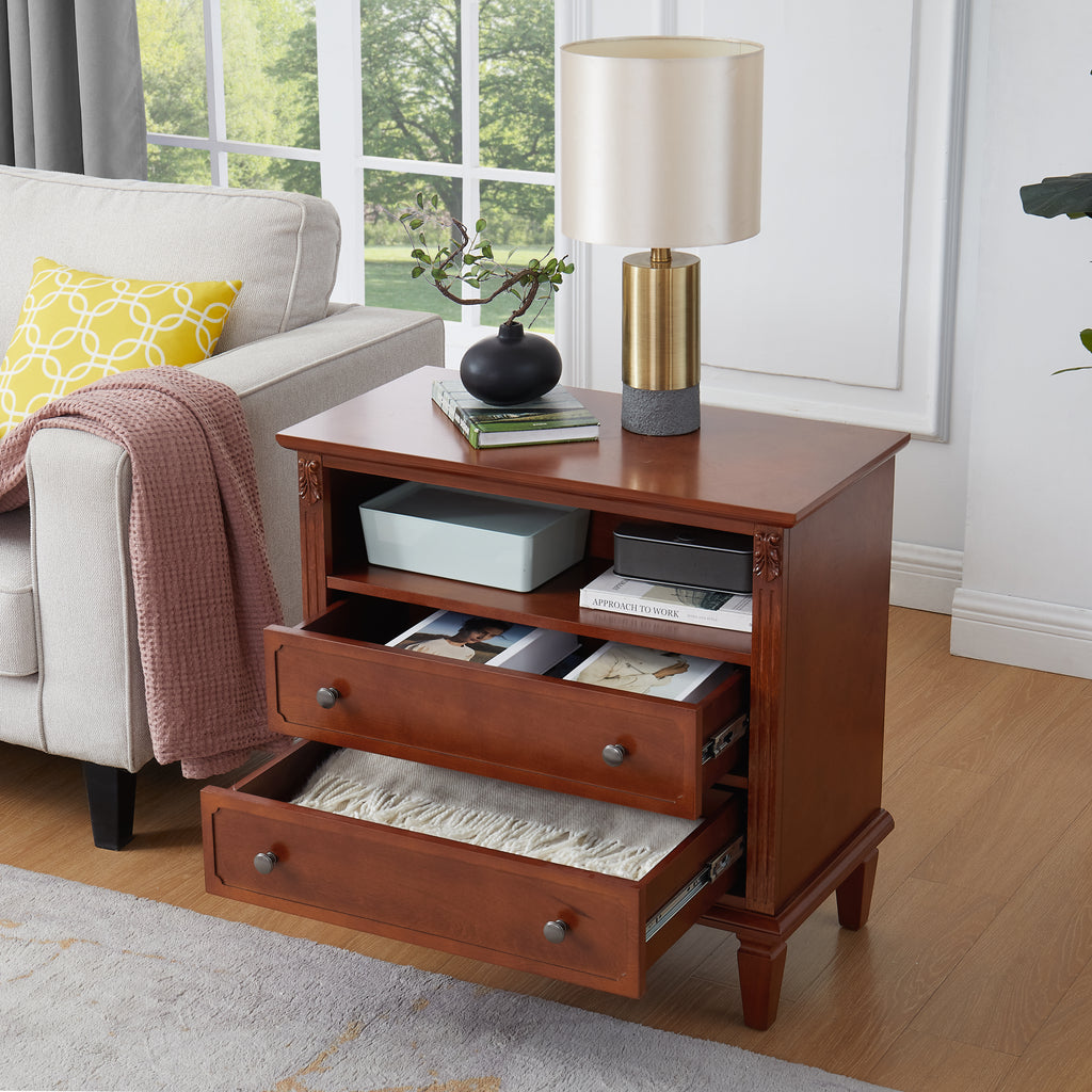 Anselm Fluted Solid Wood Nightstand