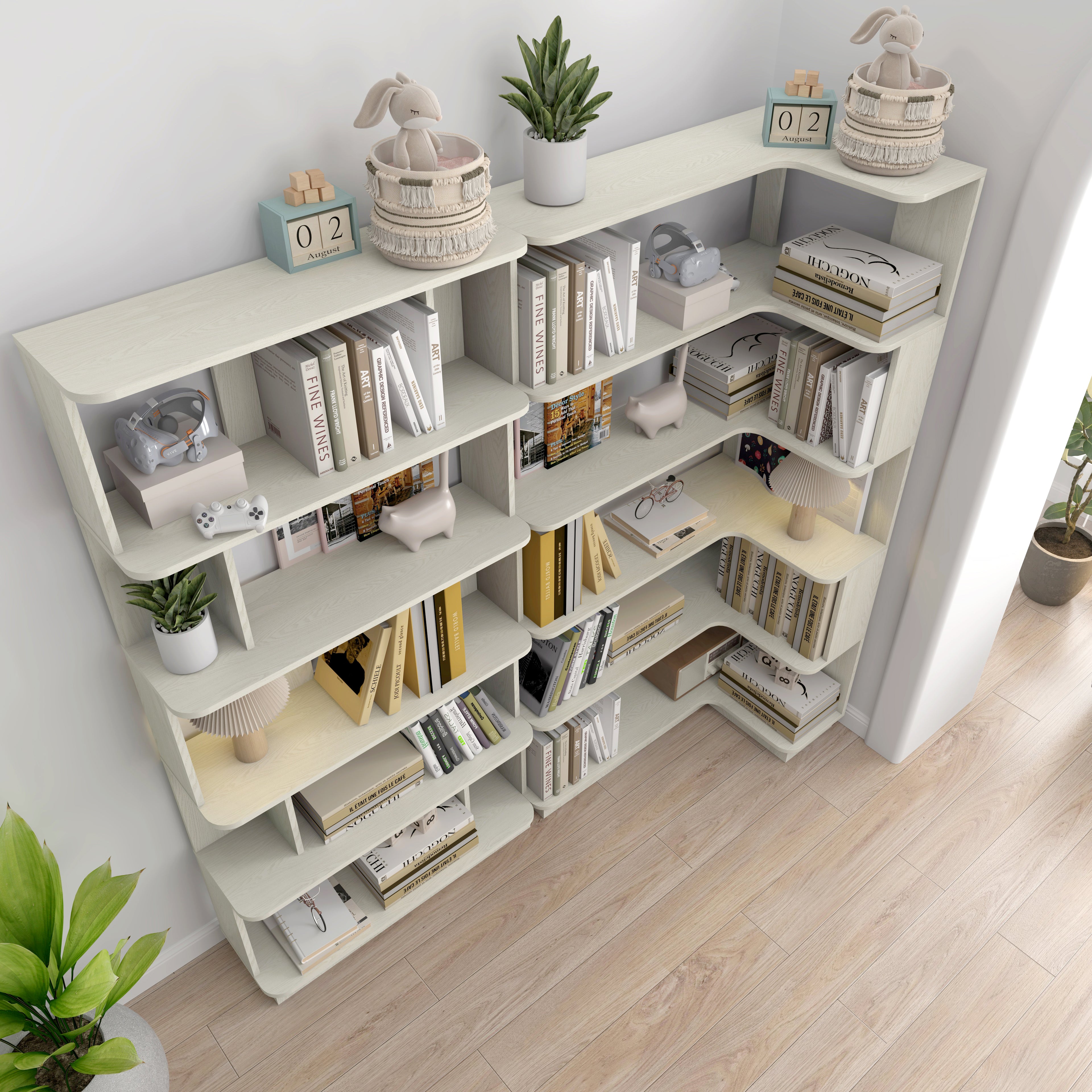 Halla Corner Oak Bookshelf