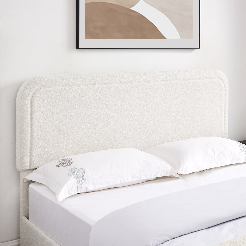Kirsten Curved Boucle Queen Platform Bed Frame