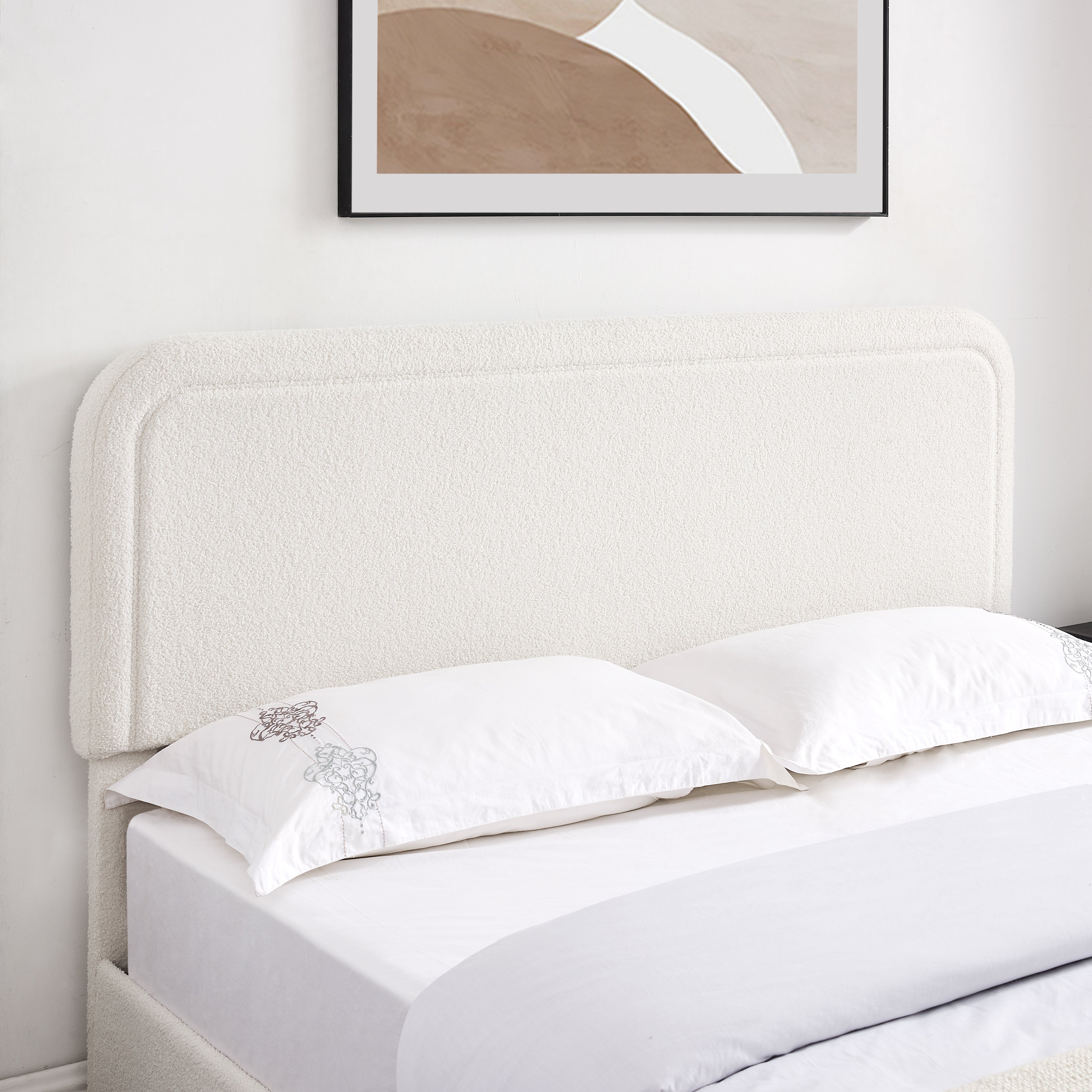 Kirsten Curved Boucle Queen Platform Bed Frame