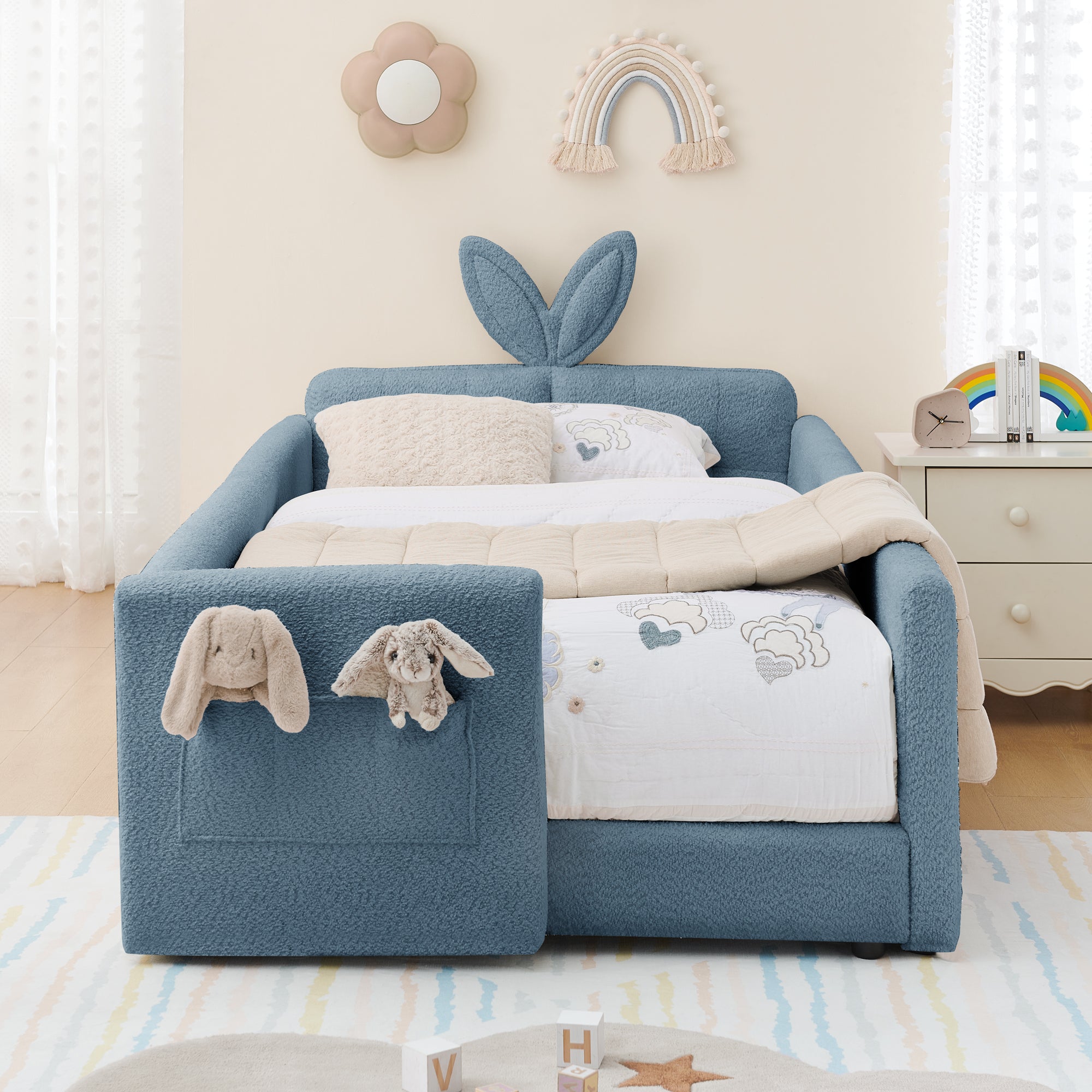 Lene Boucle Twin Platform Bed Frame