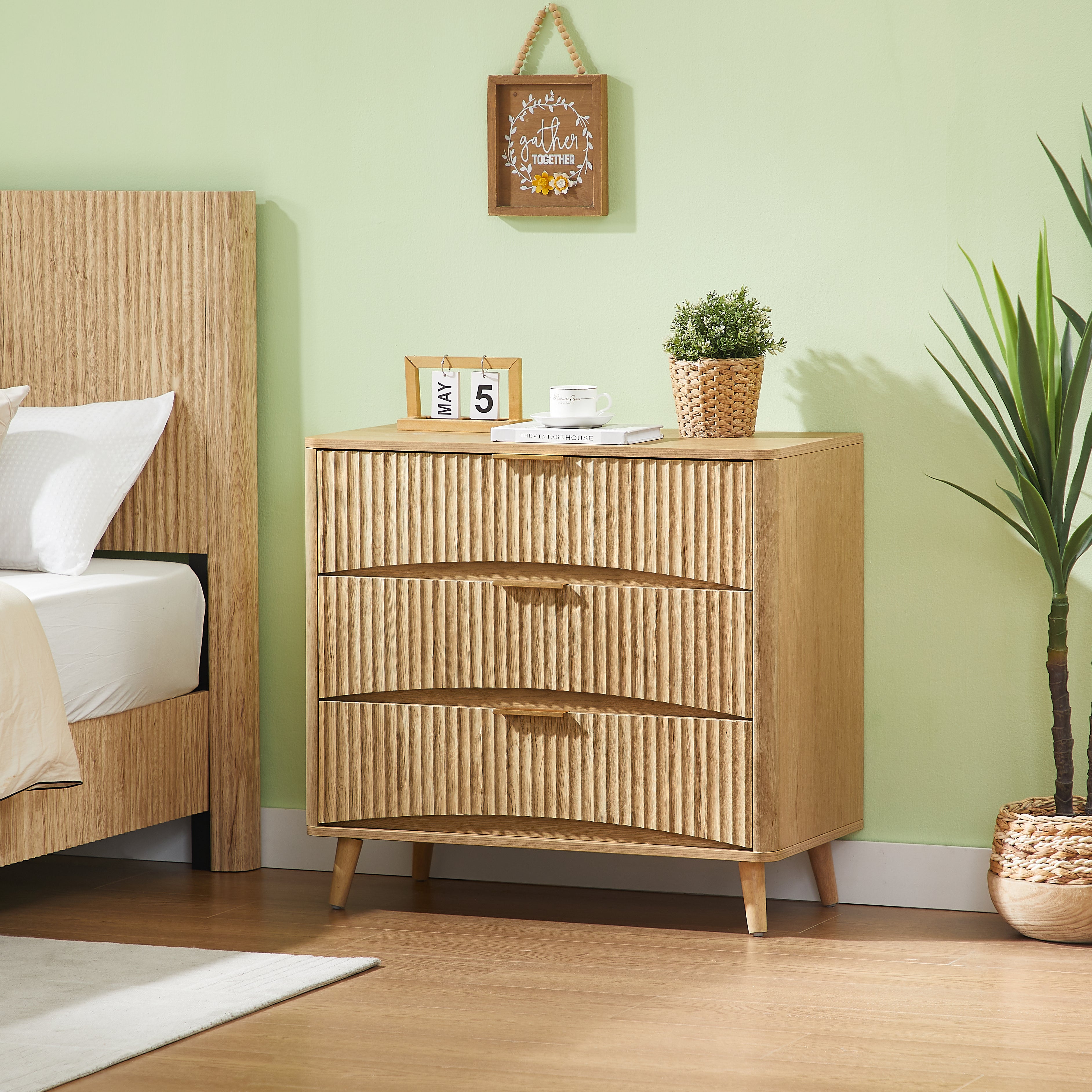 Sigrid Fluted Oak Cabinet