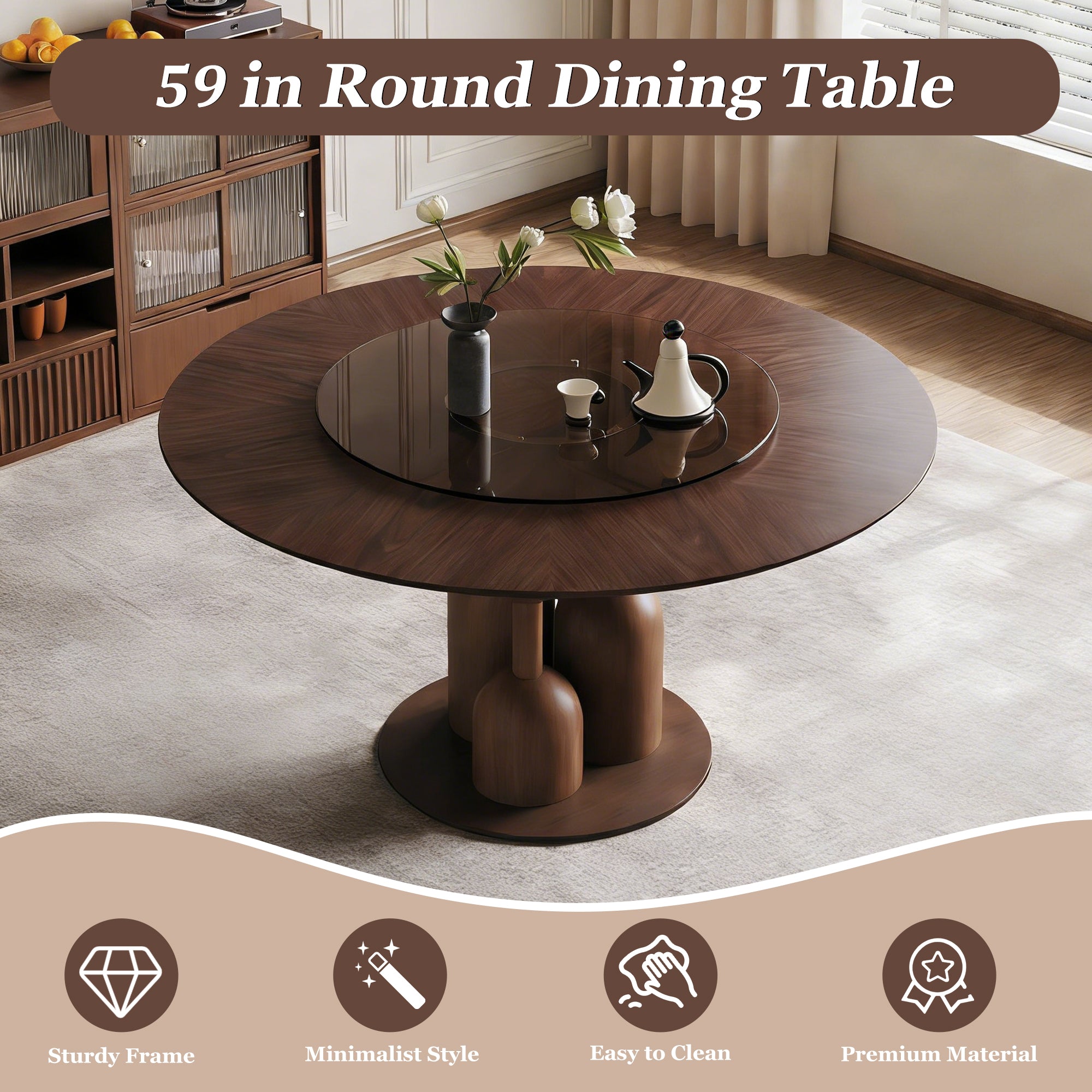 Ciri Round Oak Dining Table