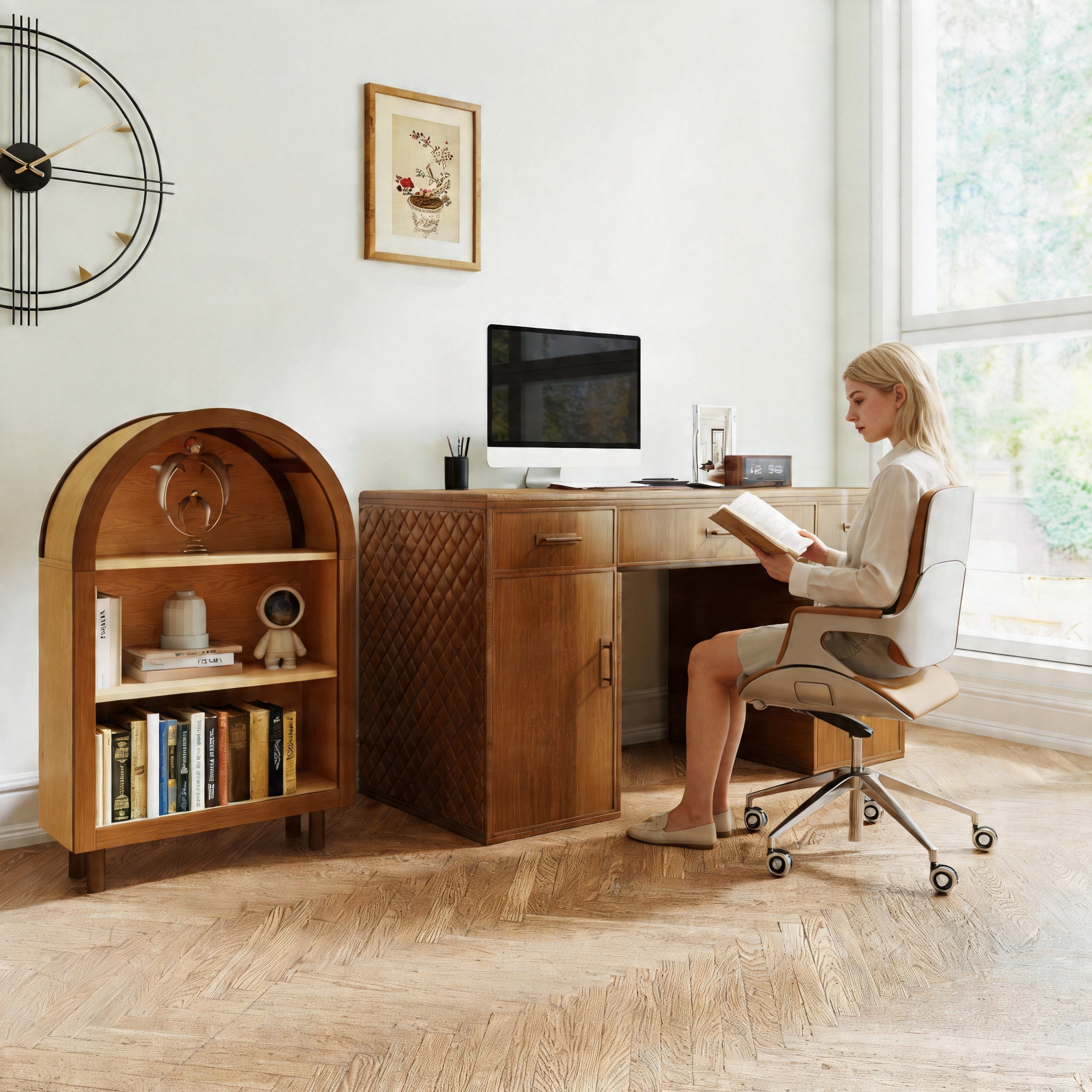 Frans Arched Walnut Bookshelf