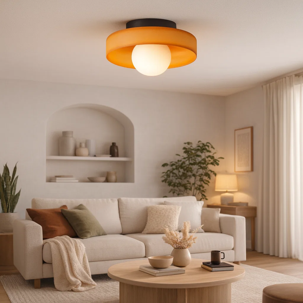 Modern ceiling lamp with round shade for bright light