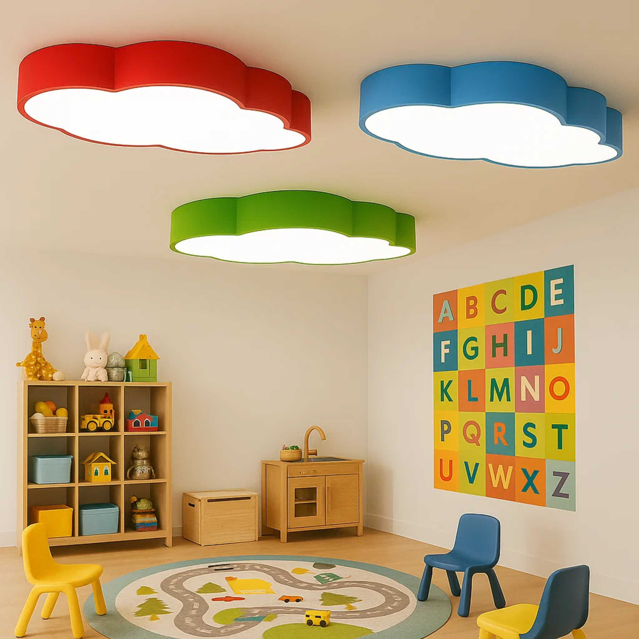 Speelse wolkvormige plafondlamp voor de kinderkamer