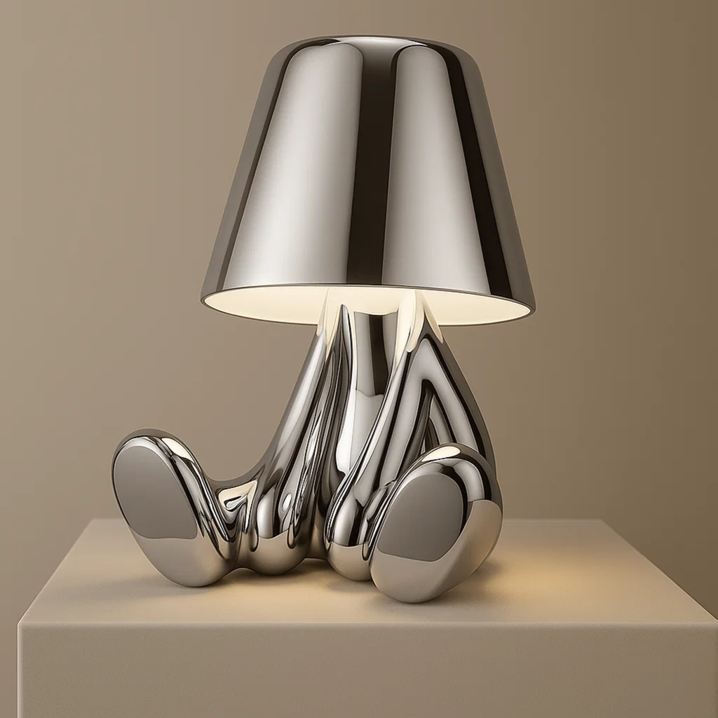 Moderne oplaadbare tafellamp met decoratief figuur